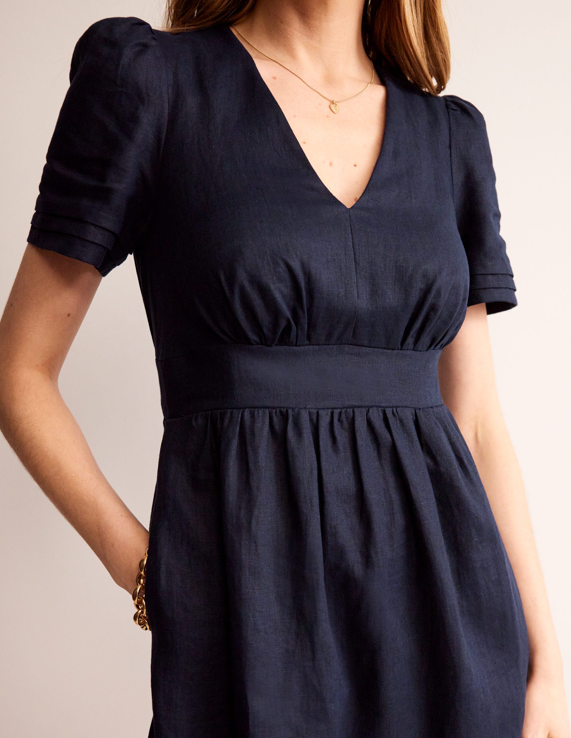 Eve Kurzes Leinenkleid-Aqua Marine Marl - Image 2