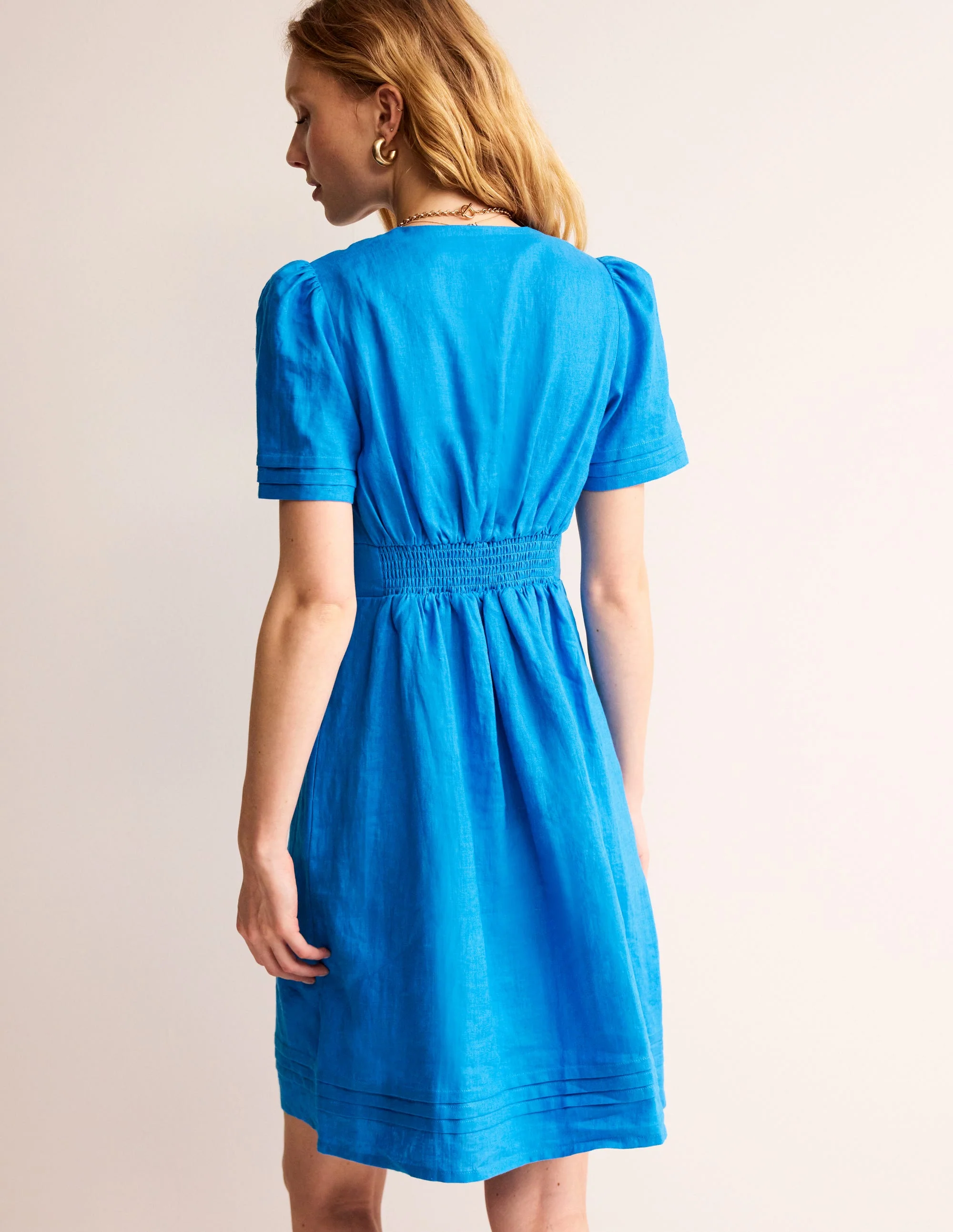 Eve Kurzes Leinenkleid-Brillantblau - Image 3