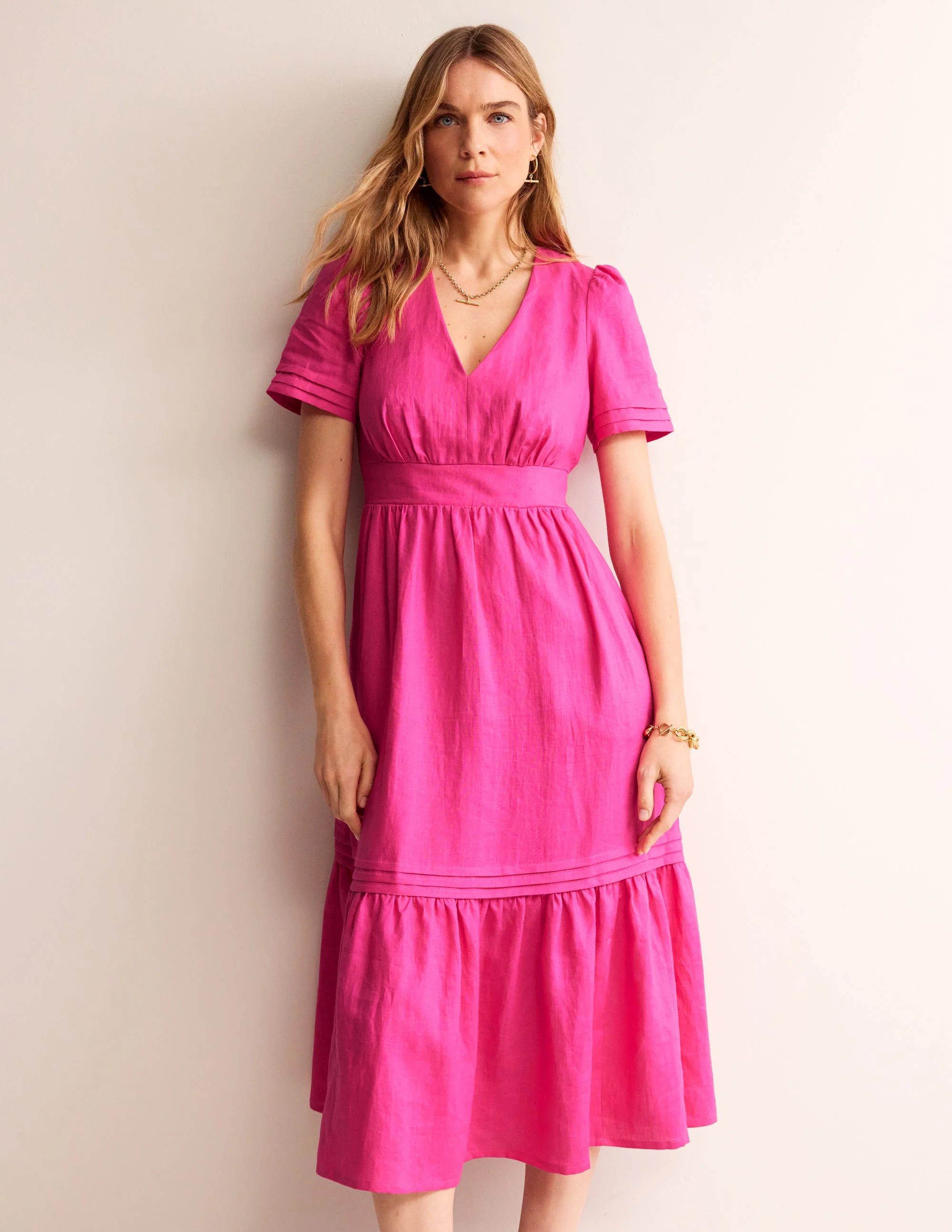 Eve Midikleid aus Leinen-Farbenfrohes Stiefmütterchen - Image 4