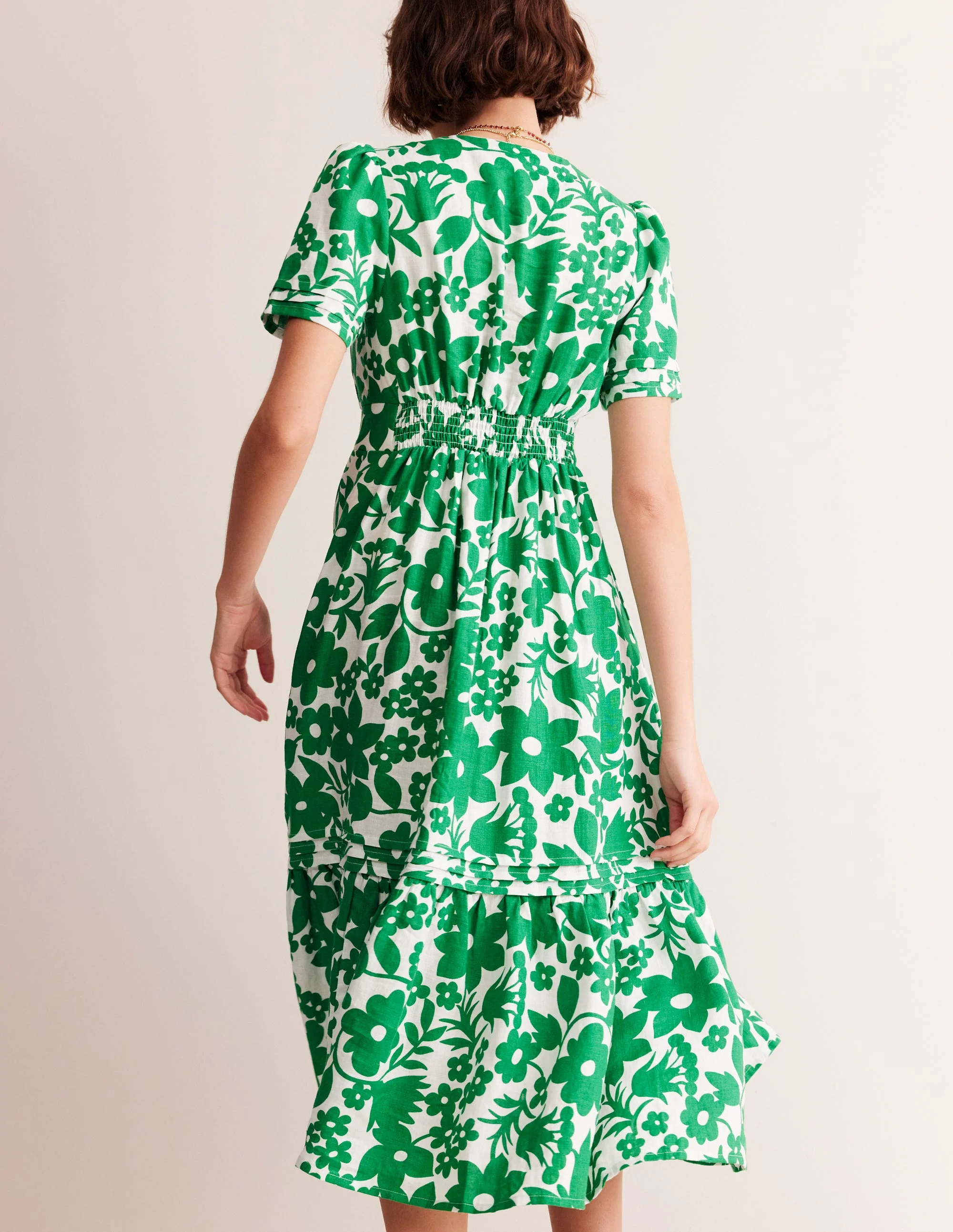 Eve Midikleid aus Leinen-Green Tambourine, Tulpengarten - Image 3