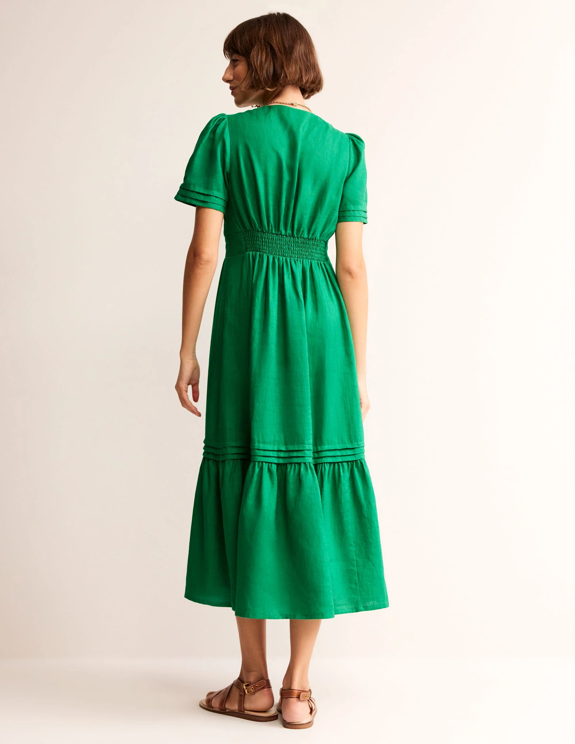 Eve Midikleid aus Leinen-Grünes Tamburin - Image 3