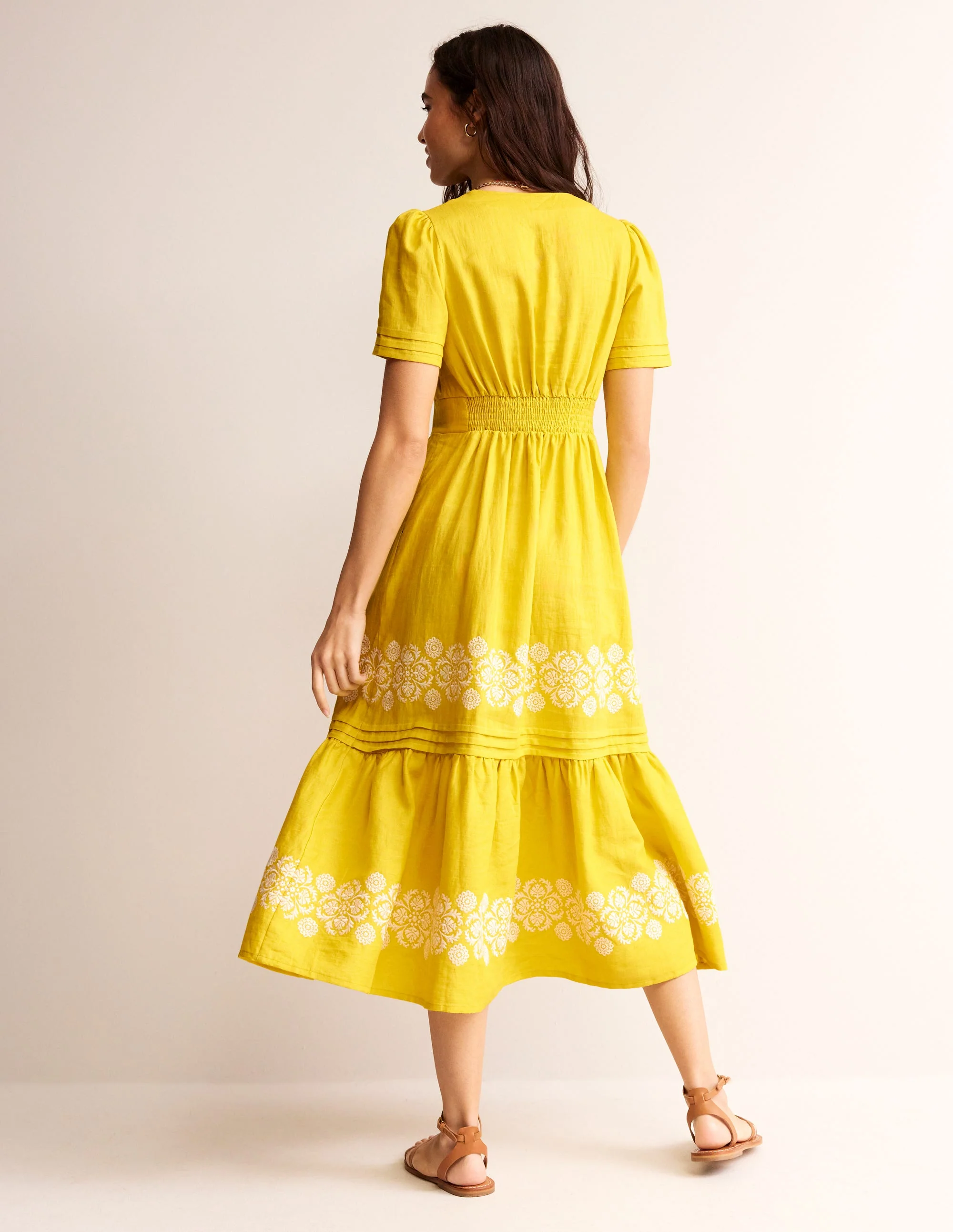 Eve Midikleid aus Leinen-Maracuja - Image 3