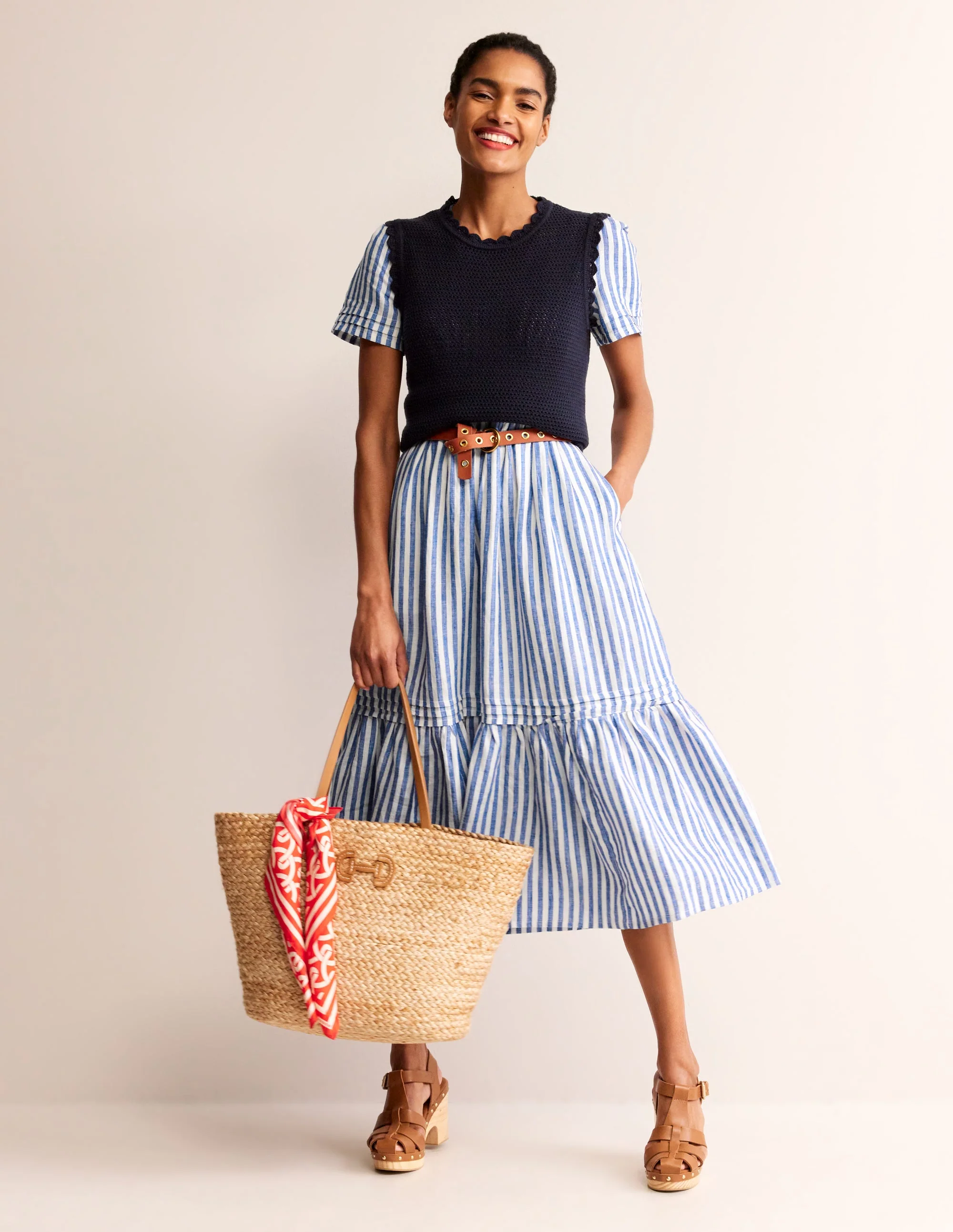 Eve Midikleid aus Leinen-Surf the Web Streifen - Image 5