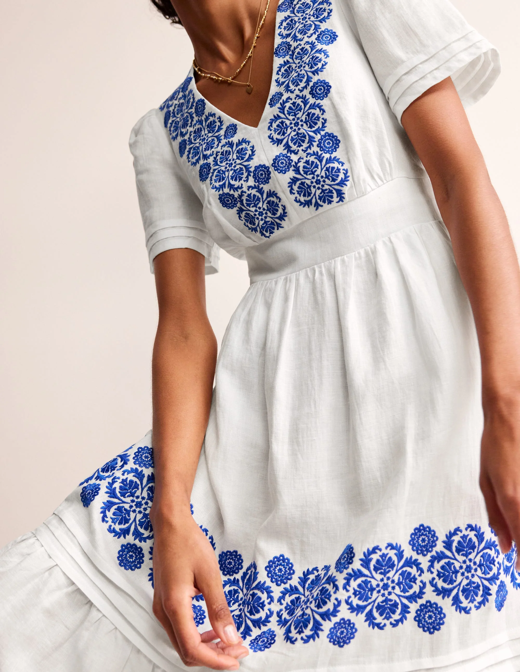 Eve Midikleid aus Leinen-Weiß - Image 2