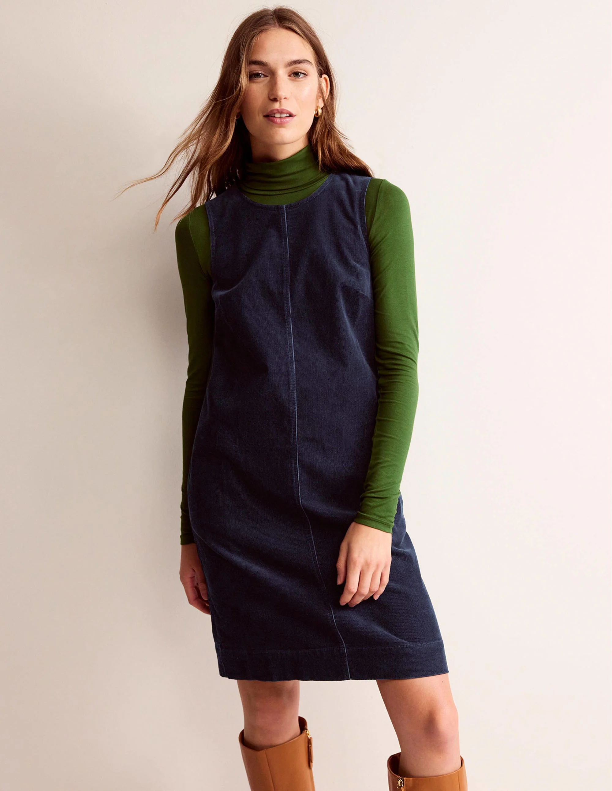 Evie Etuikleid aus Cord-Marineblau