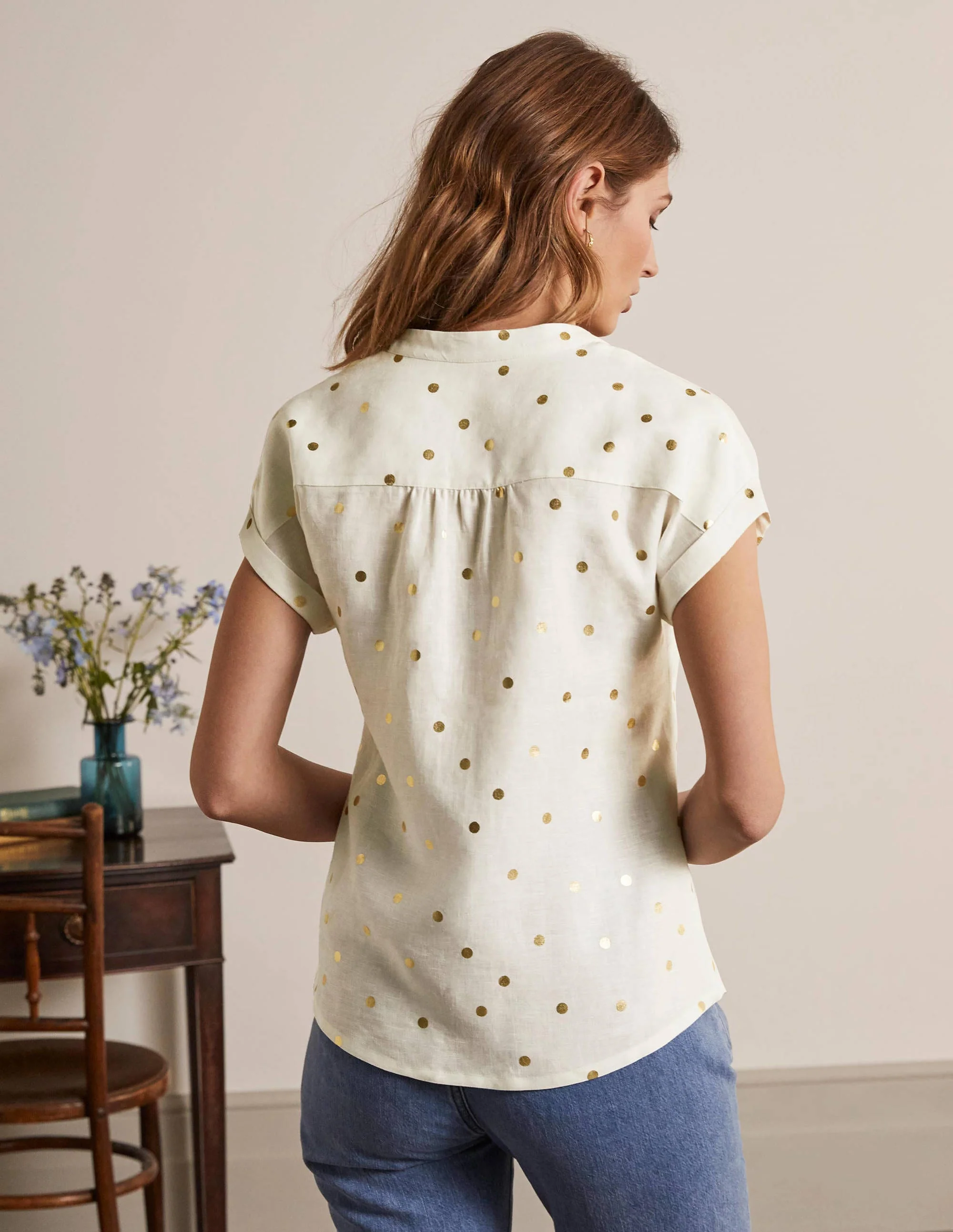 Evie Leinenhemd-Naturweiß, Polka-Tupfen - Image 2