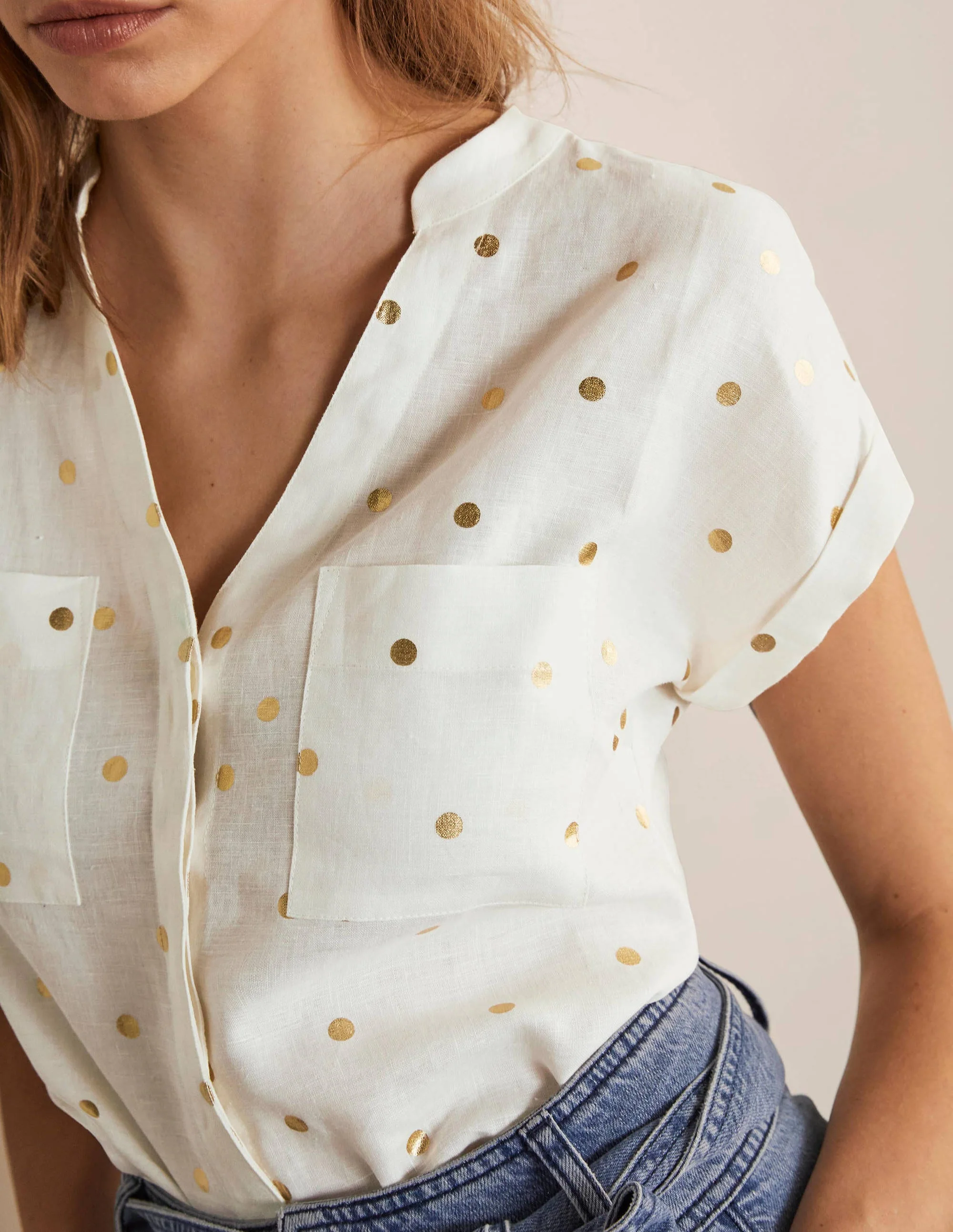 Evie Leinenhemd-Naturweiß, Polka-Tupfen - Image 3