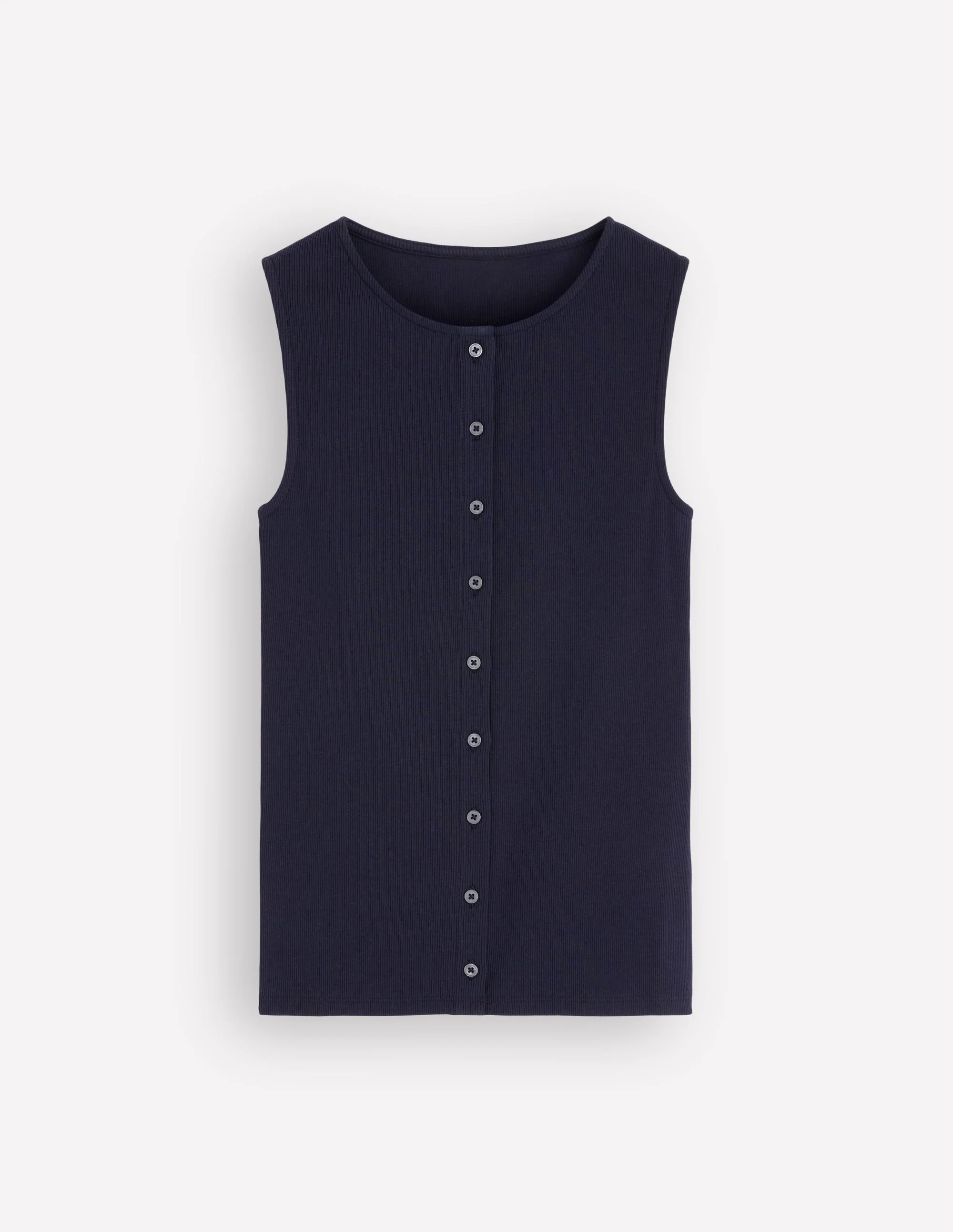 Evie Rippstrick-Top mit durchgehender Knopfleiste-Marineblau - Image 5