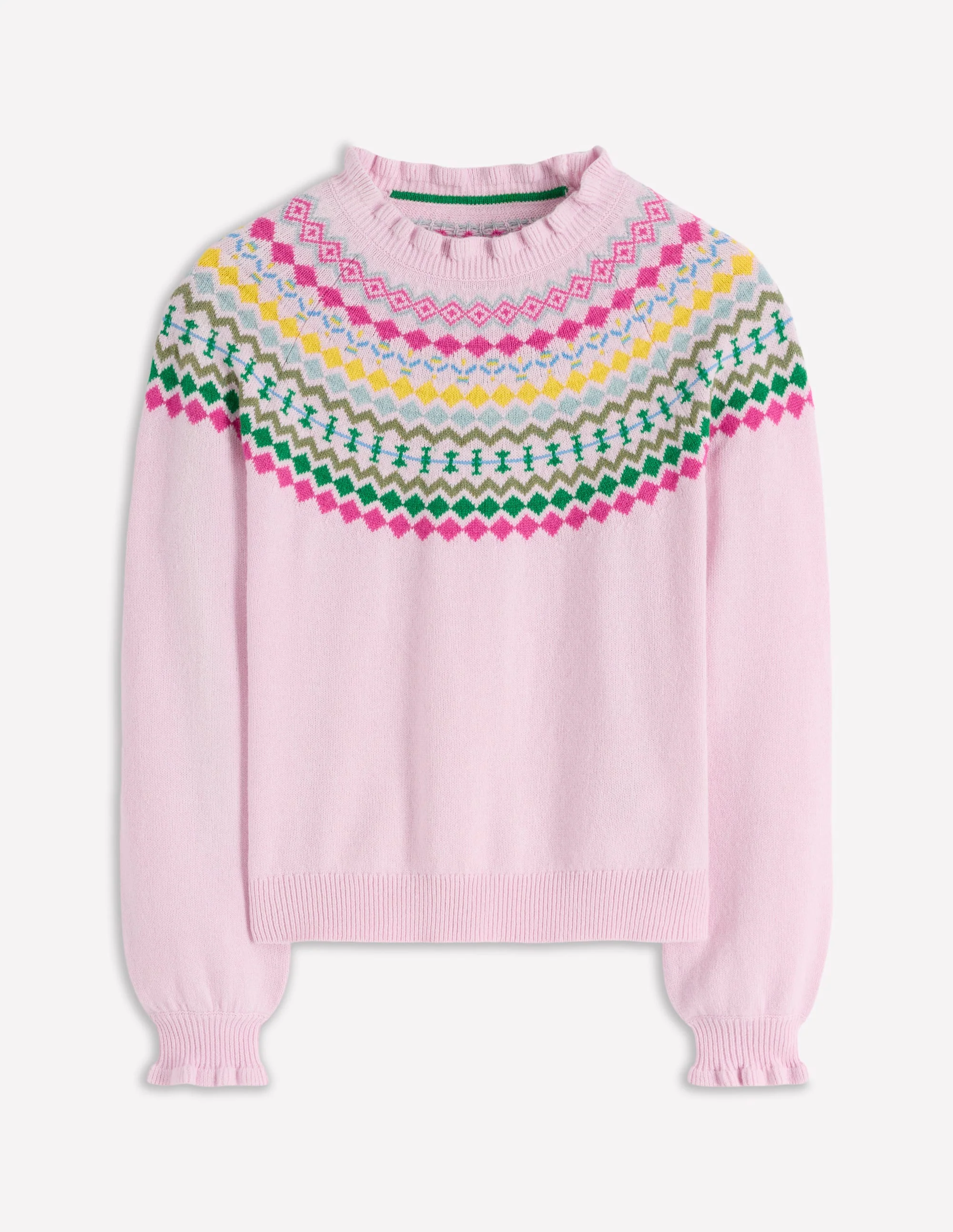 Fae Fair-Isle-Pullover mit Rüschen-Transparentes Rosa Melange - Image 5