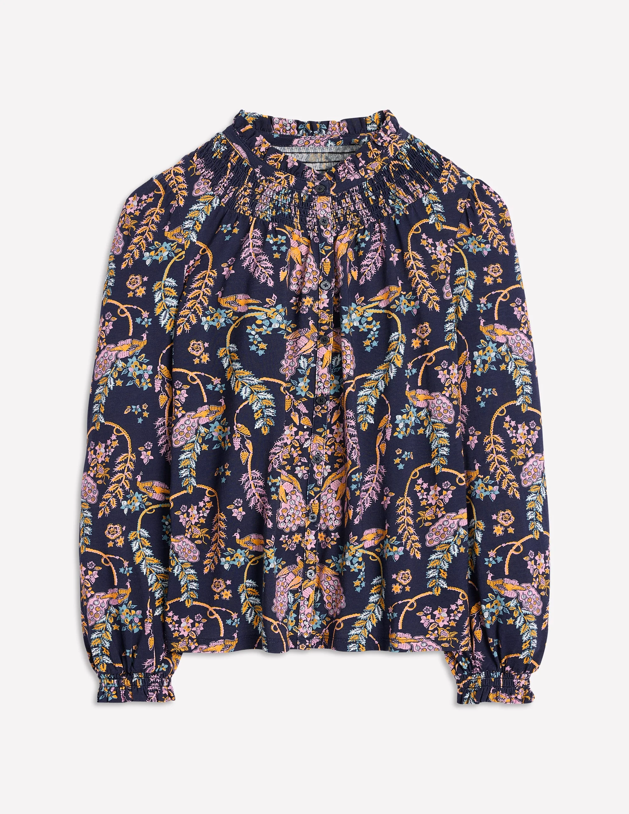 Fay Gesmoktes Jerseyhemd-Französisches Marineblau, Bezaubernder Pfau - Image 6