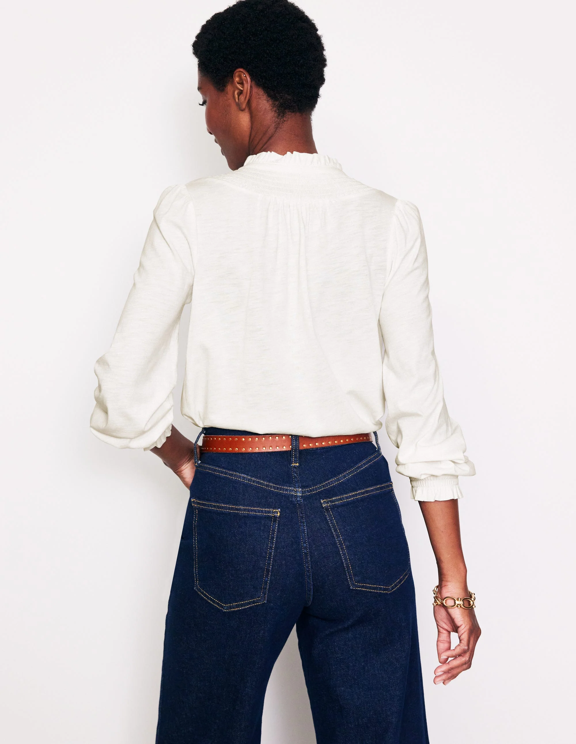 Fay Gesmoktes Jerseyhemd-Ivory and Navy Spot - Image 3