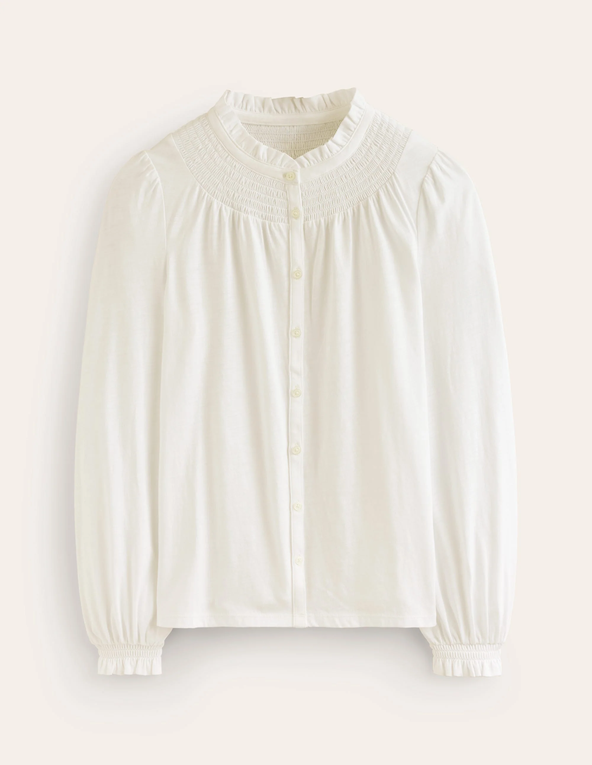 Fay Gesmoktes Jerseyhemd-Ivory and Navy Spot - Image 5