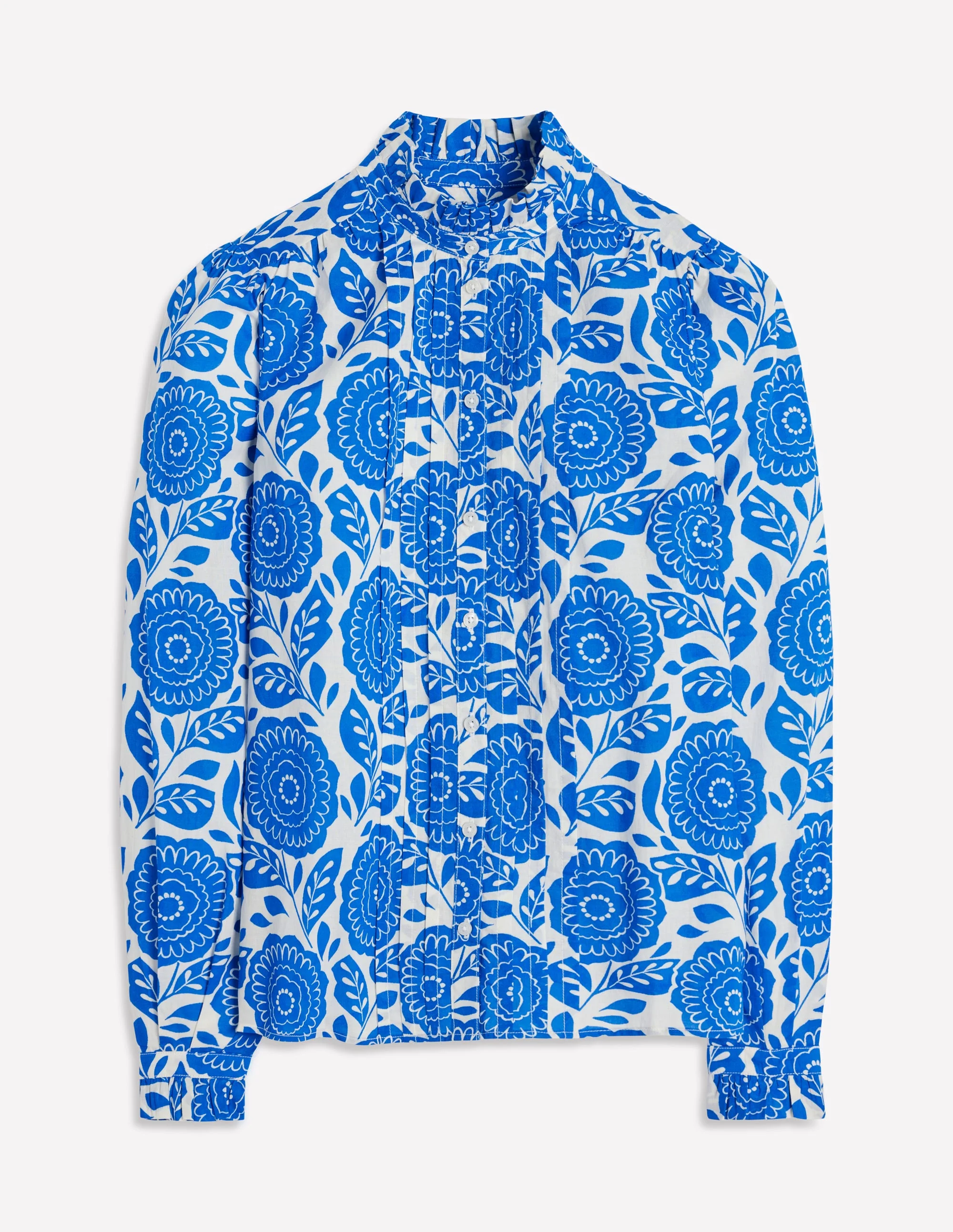 Felicity Baumwollbluse-Galerie-Blau, Dahlienstempel - Image 9