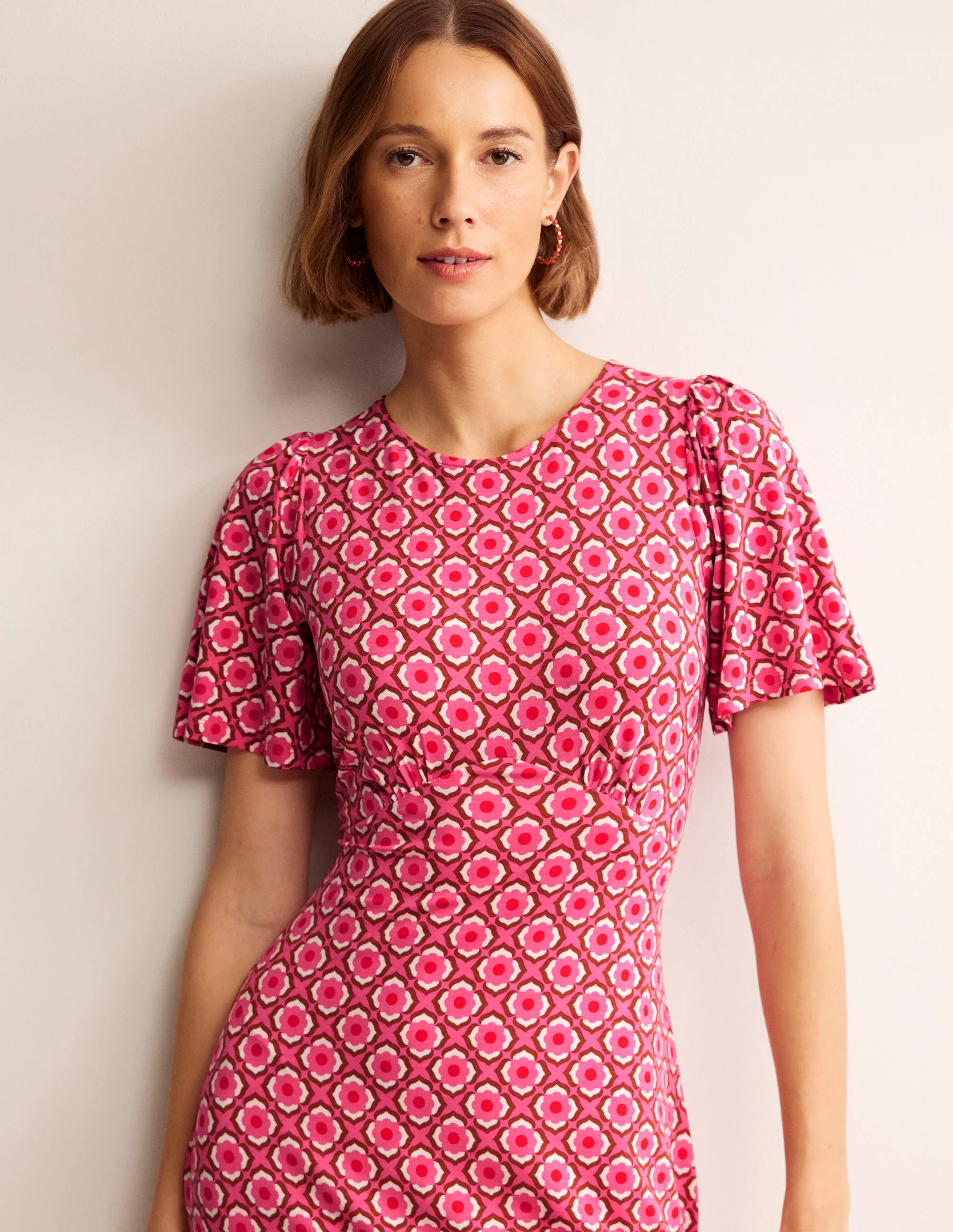 Felicity Midi-Teekleid aus Jersey-Sangria Sunset Pink, Geo Pome - Image 2