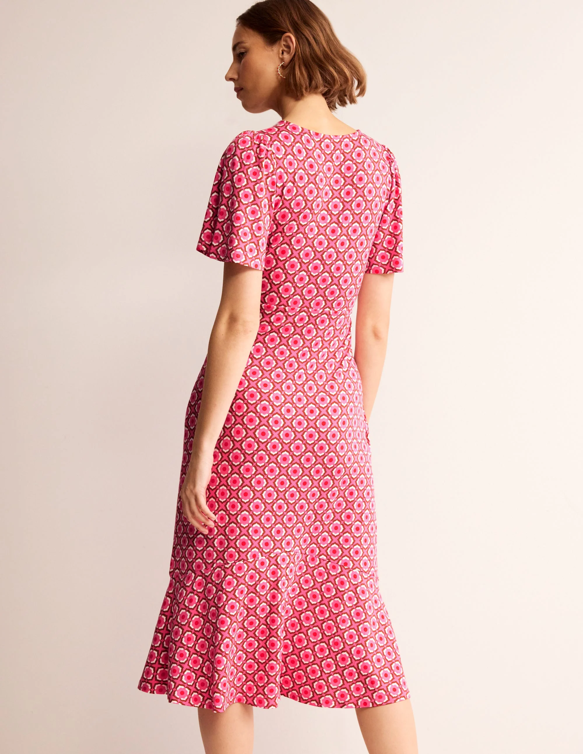 Felicity Midi-Teekleid aus Jersey-Sangria Sunset Pink, Geo Pome - Image 3