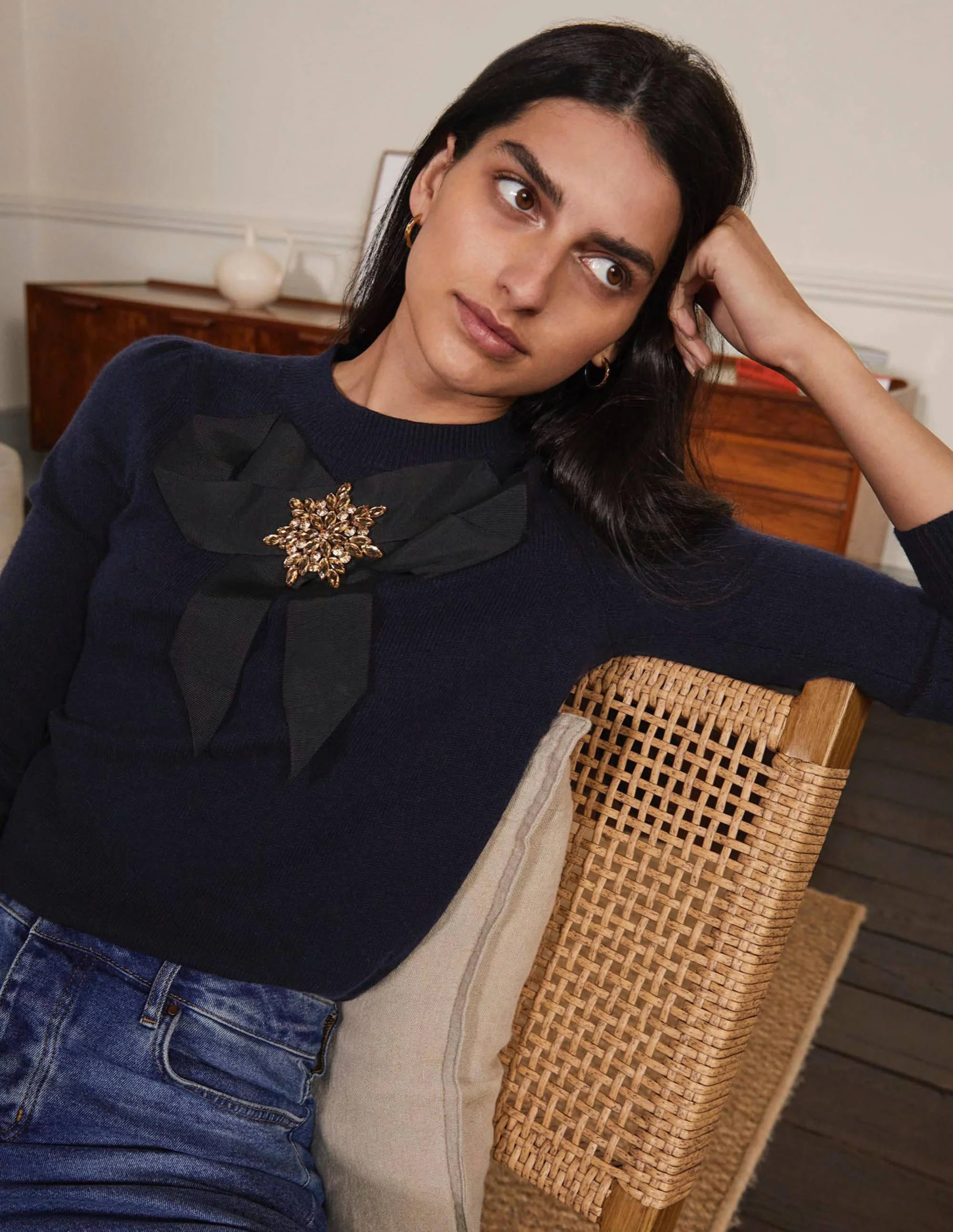Felicity Verzierter Pullover-Marineblau