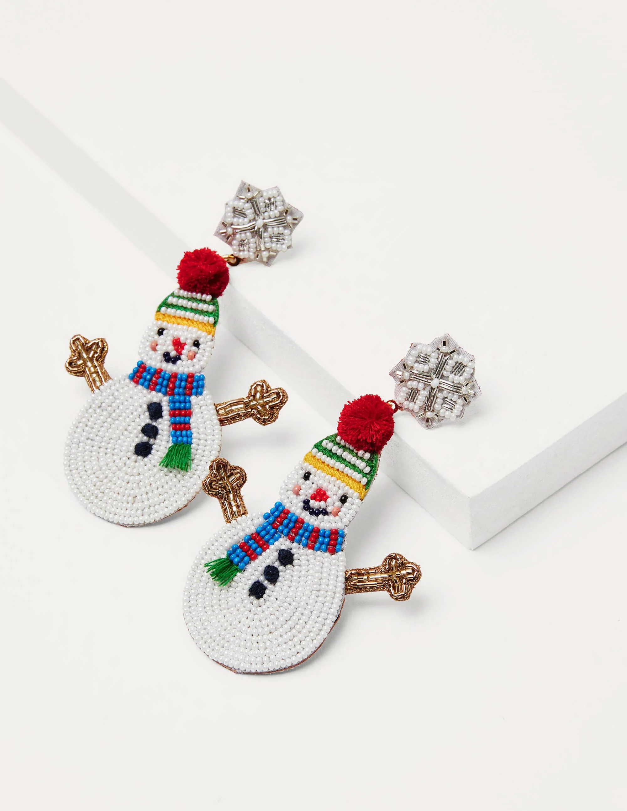 Festliche Ohrringe mit Perlen-Schneemänner - Image 2