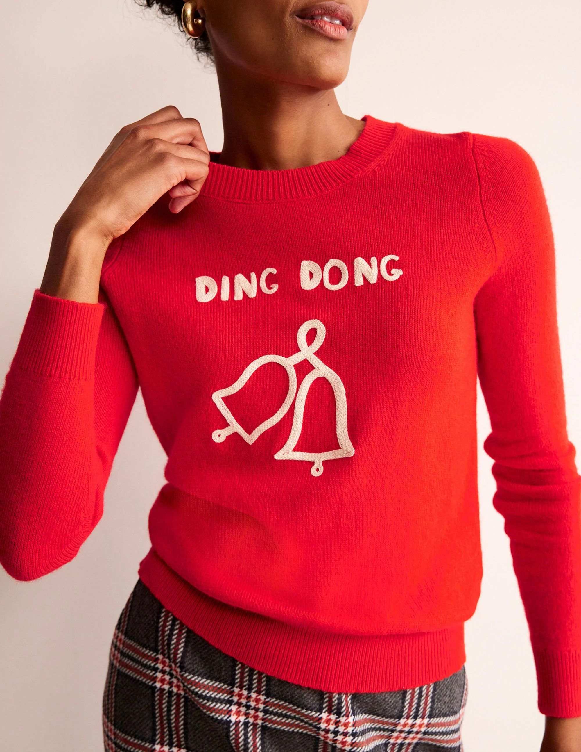 Festlicher Pullover mit Stickerei-Leuchtendes Rot, Ding Dong - Image 2