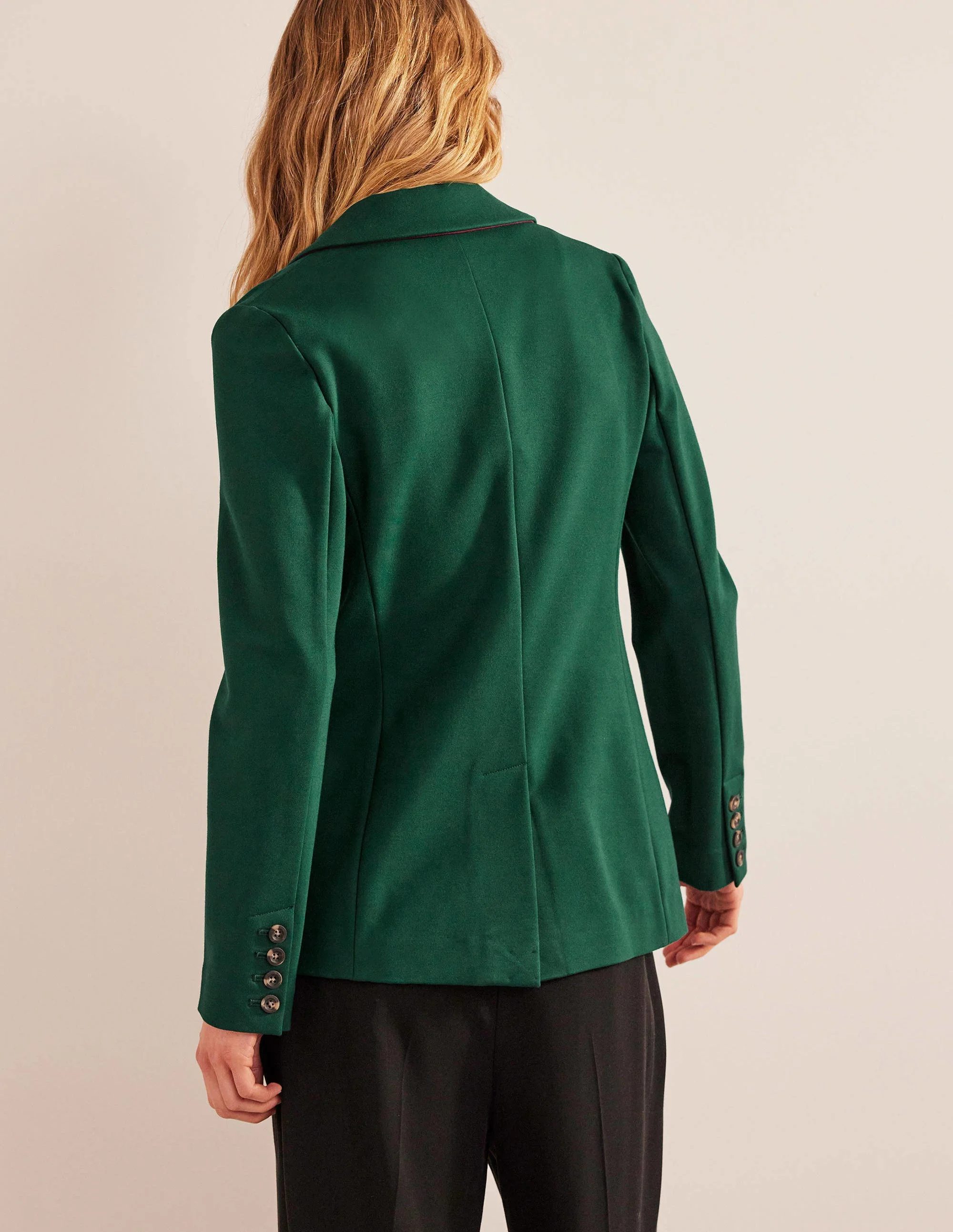 Figurbetonter Blazer aus Stretchjersey-Dunkles Smaragdgrün - Image 3