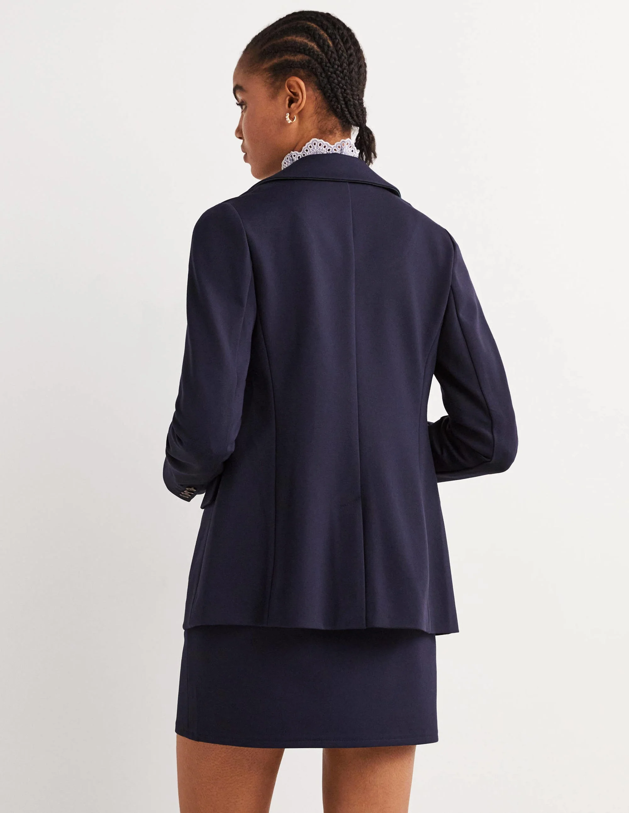 Figurbetonter Blazer aus Stretchjersey-Marineblau - Image 3