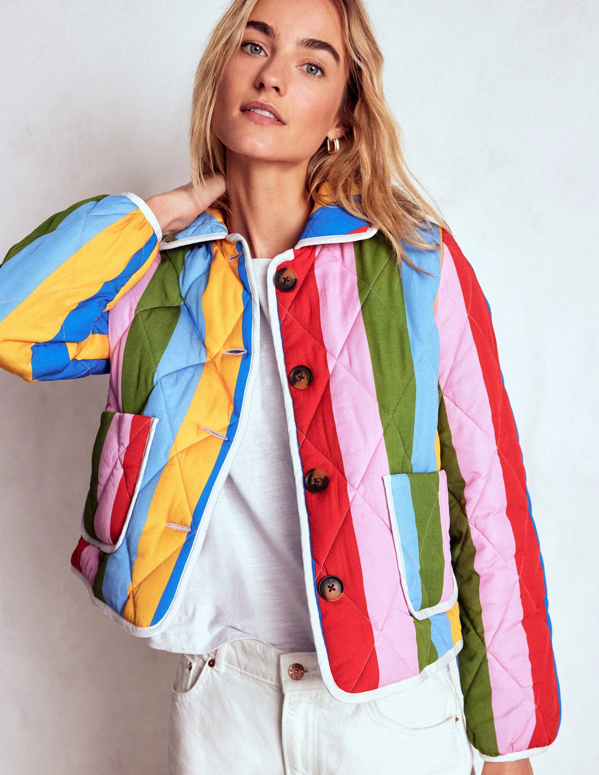 Fitzrovia Steppjacke-Regenbogen Streifen - Image 4