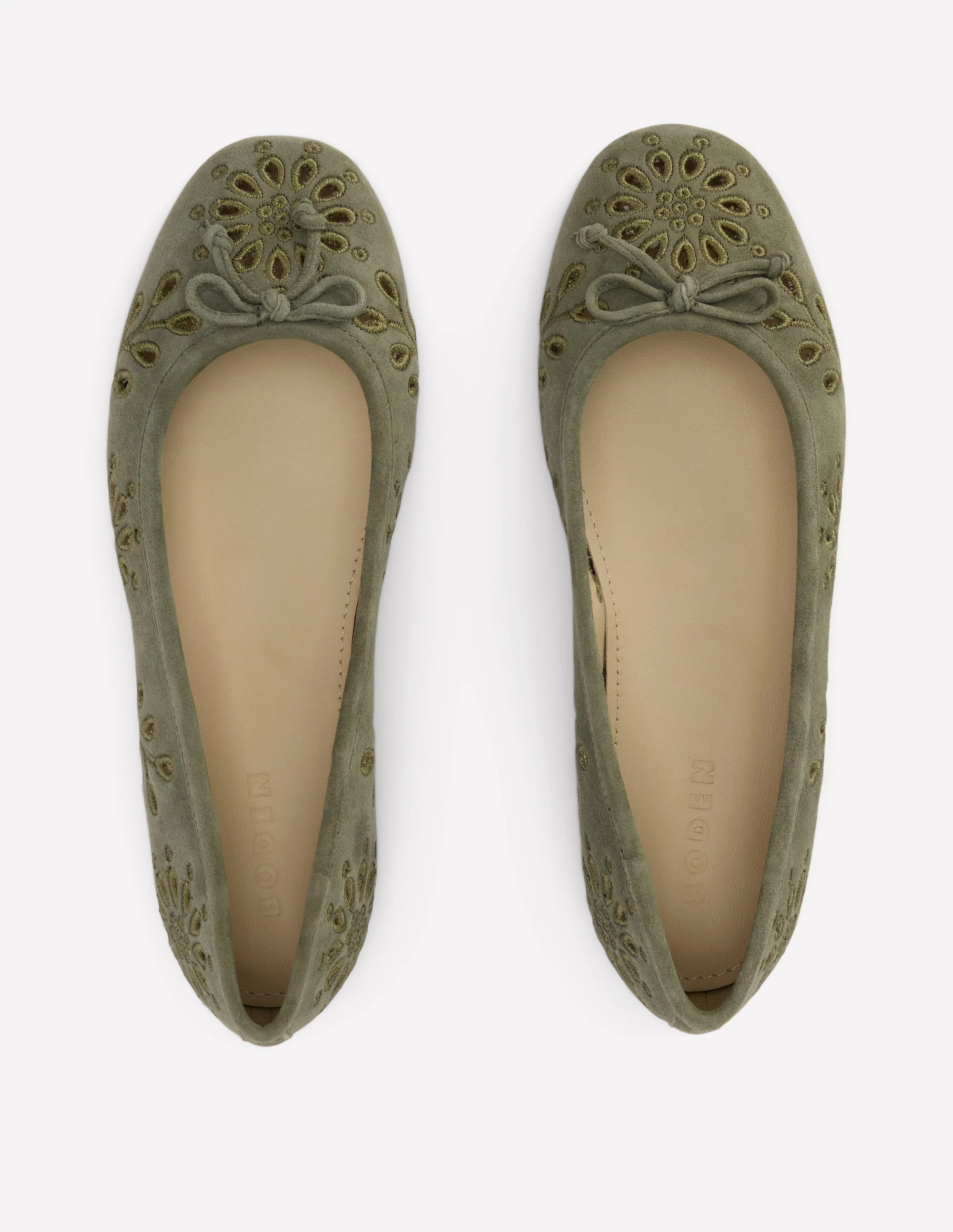 Flache Ballerinas mit Cut-out-Dunkles Olivgrün - Image 5