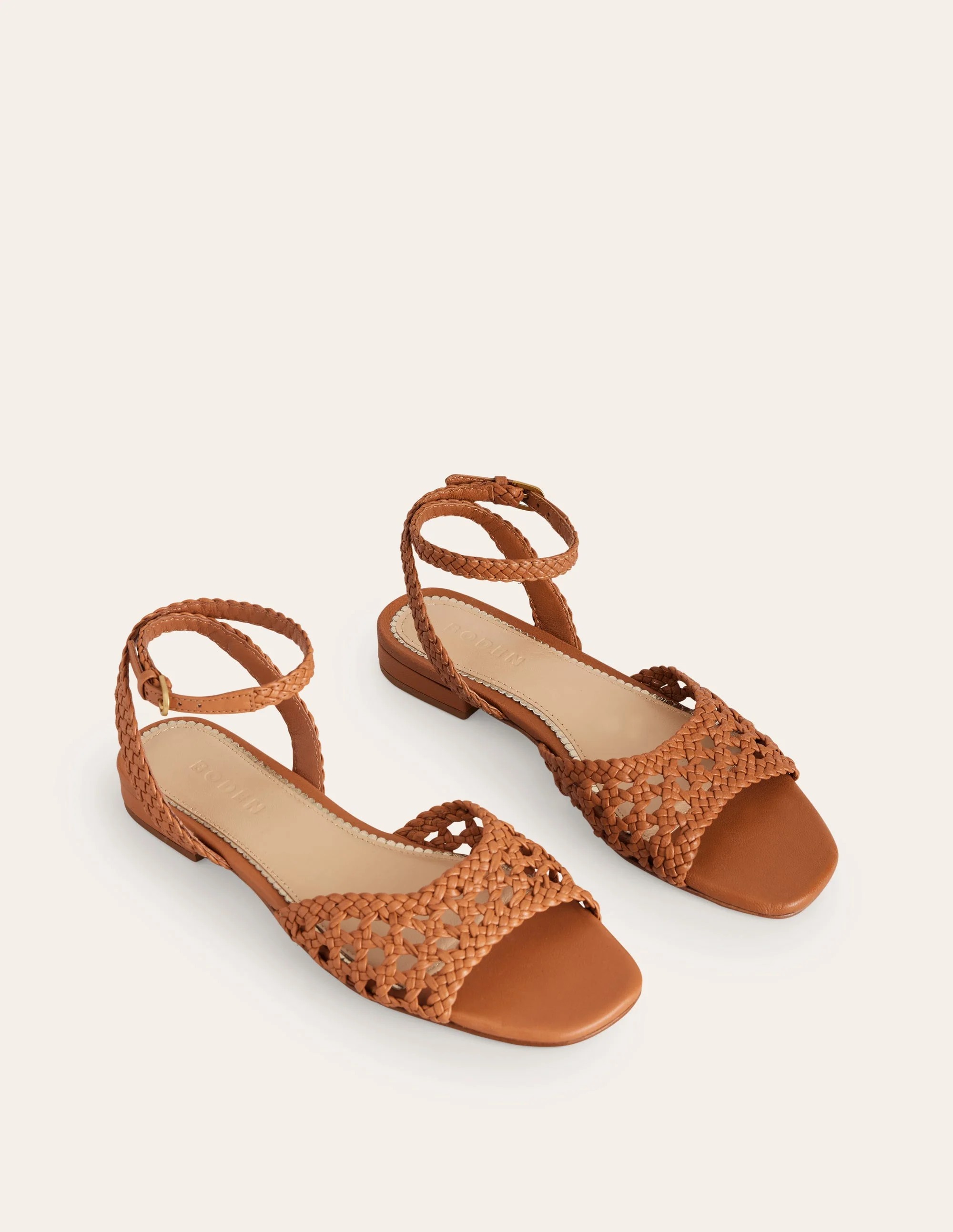 Flache Flechtsandalen-Hellbraun - Image 3