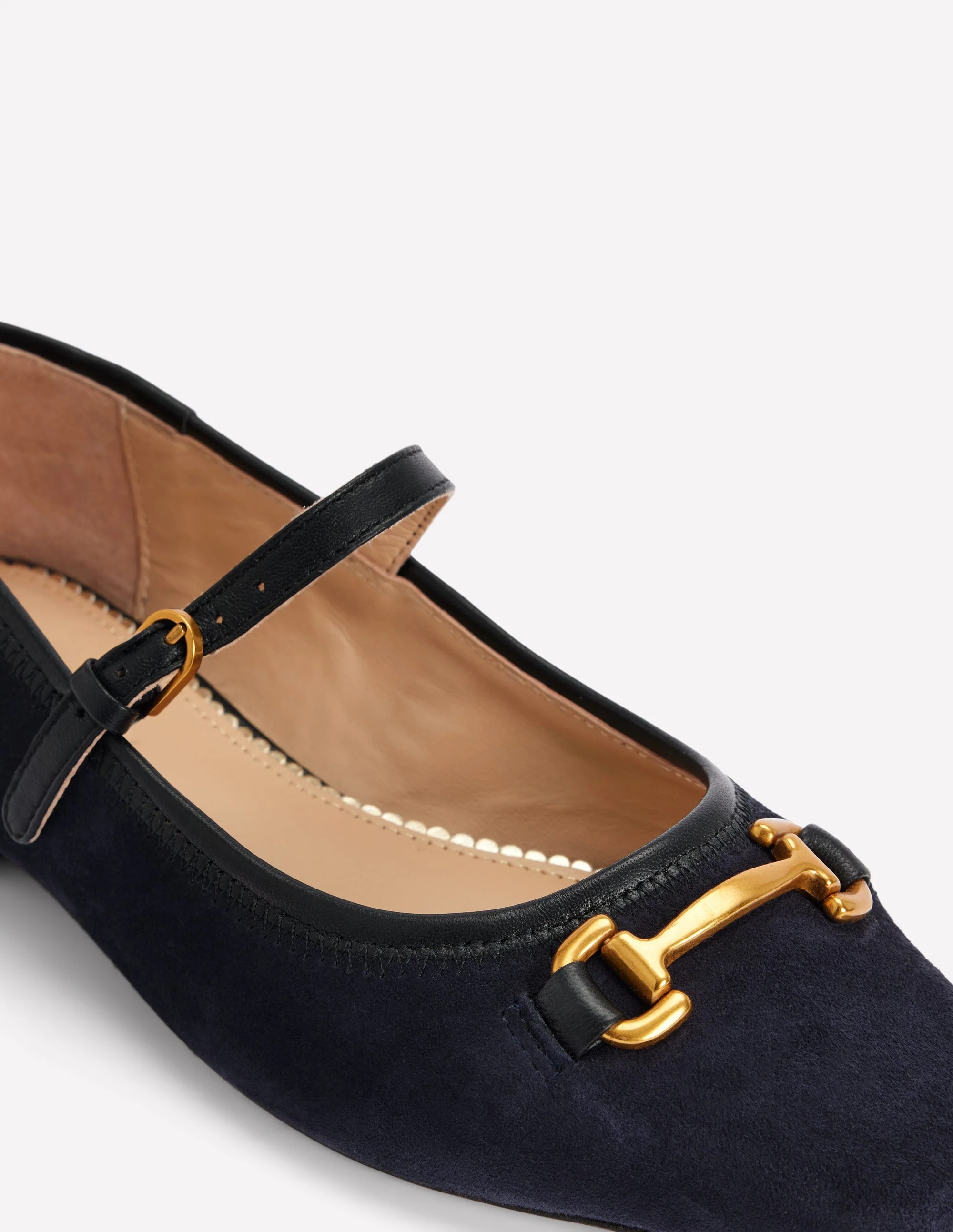Flache Mary Janes mit Trensendetail-Dunkles Navy - Image 4