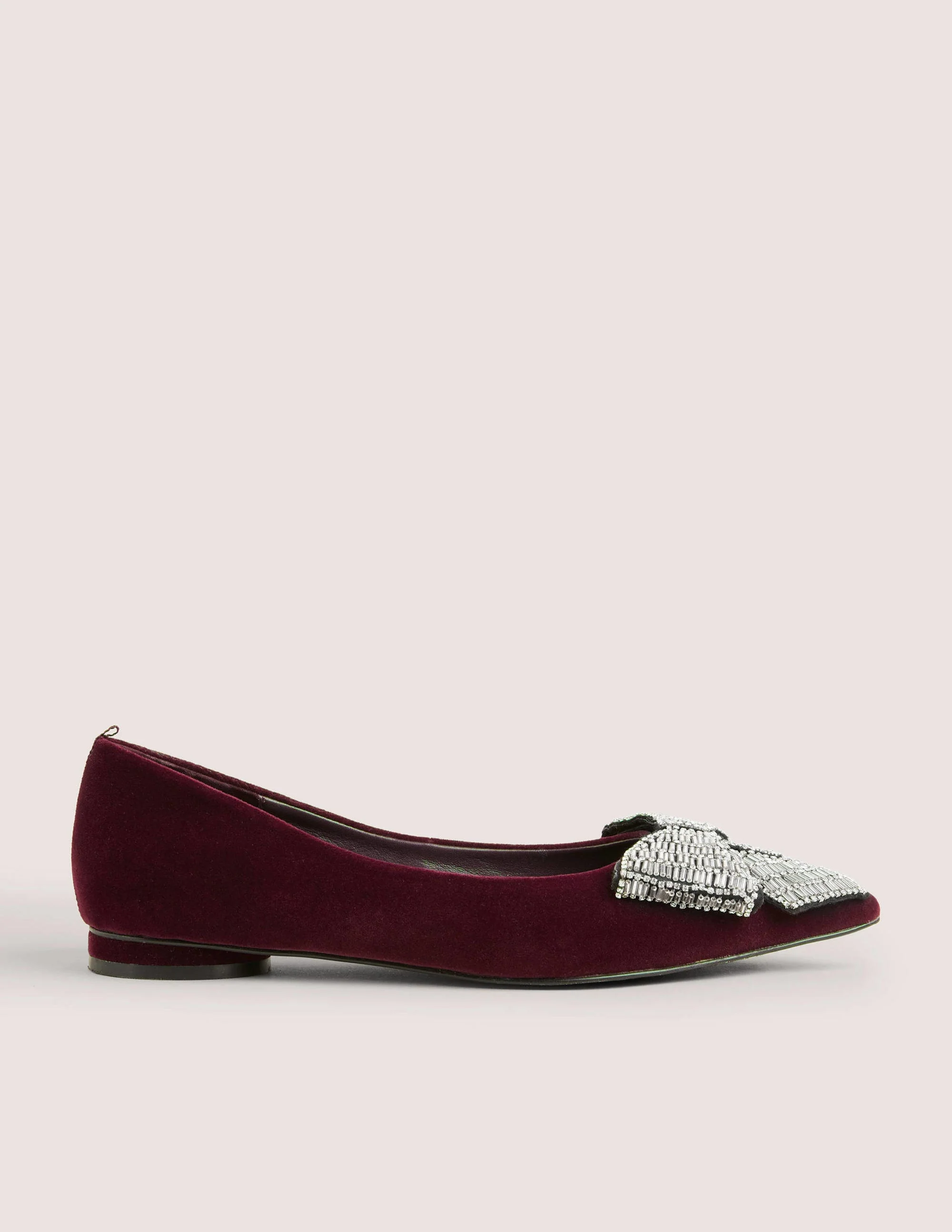 Flache Pumps mit spitzer Zehenpartie und Schleife-Glühweinrot