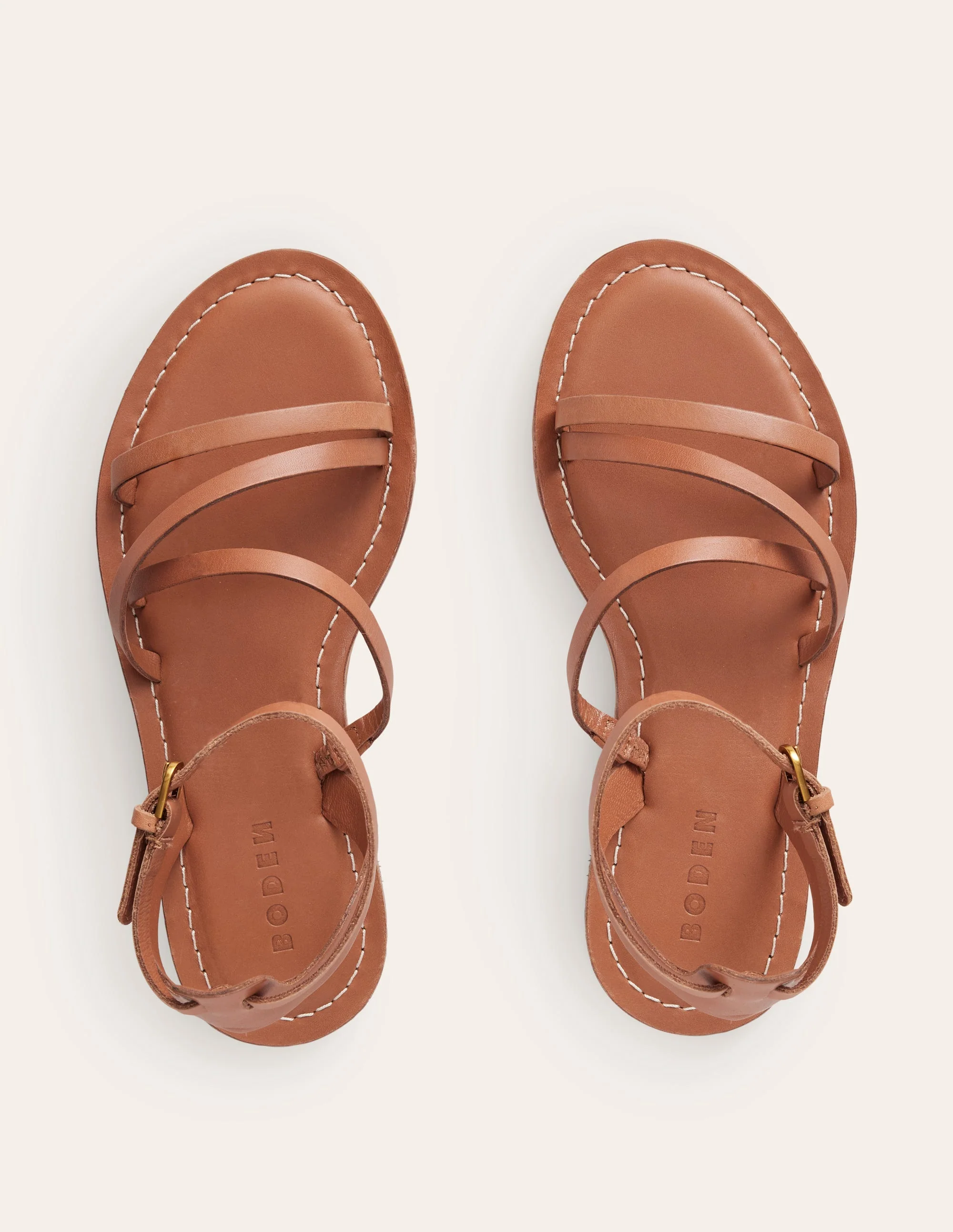 Flache Sandalen für jeden Tag-Hellbraun Leder - Image 5