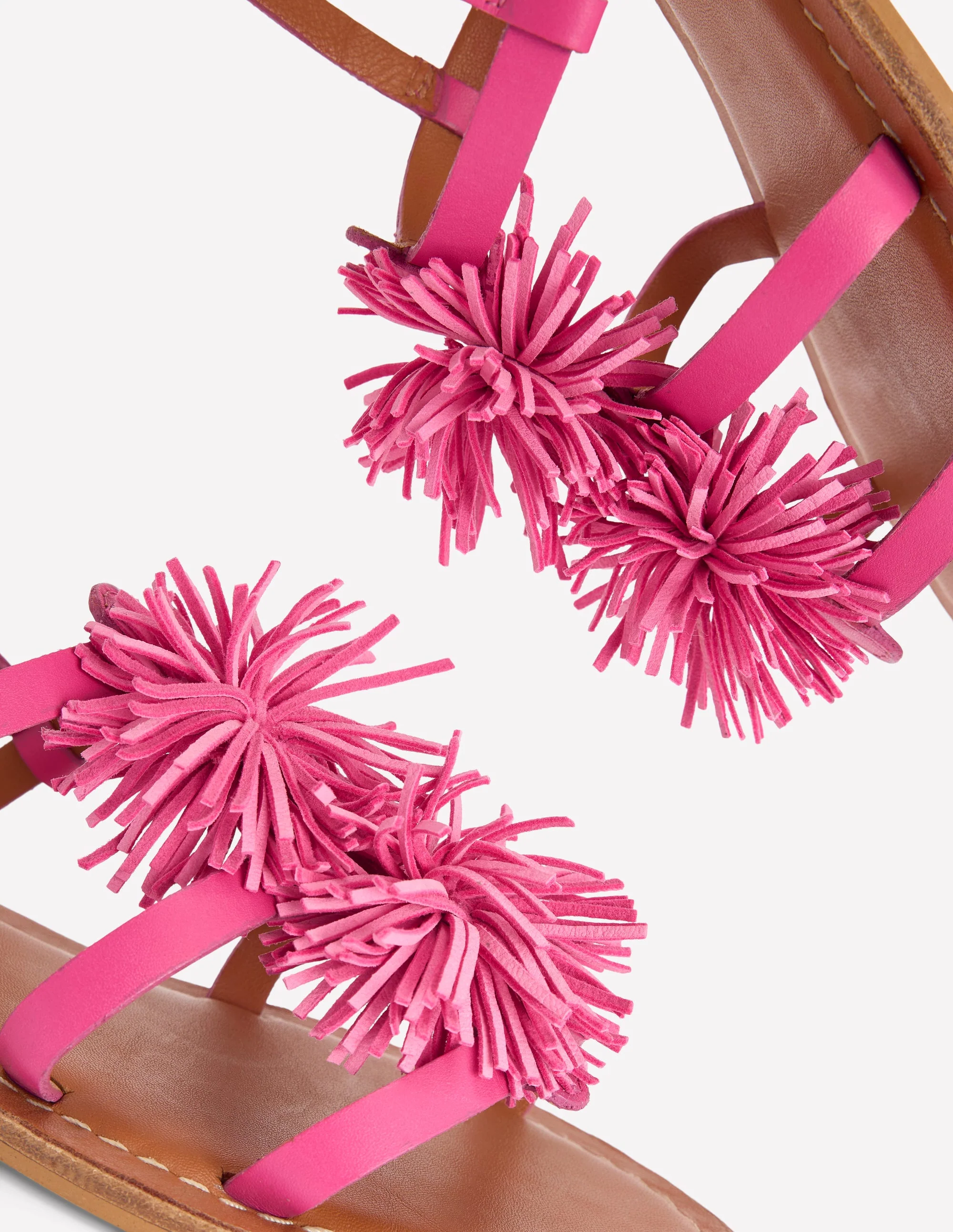 Flache Sandalen mit Bommeln-ROSA - Image 4