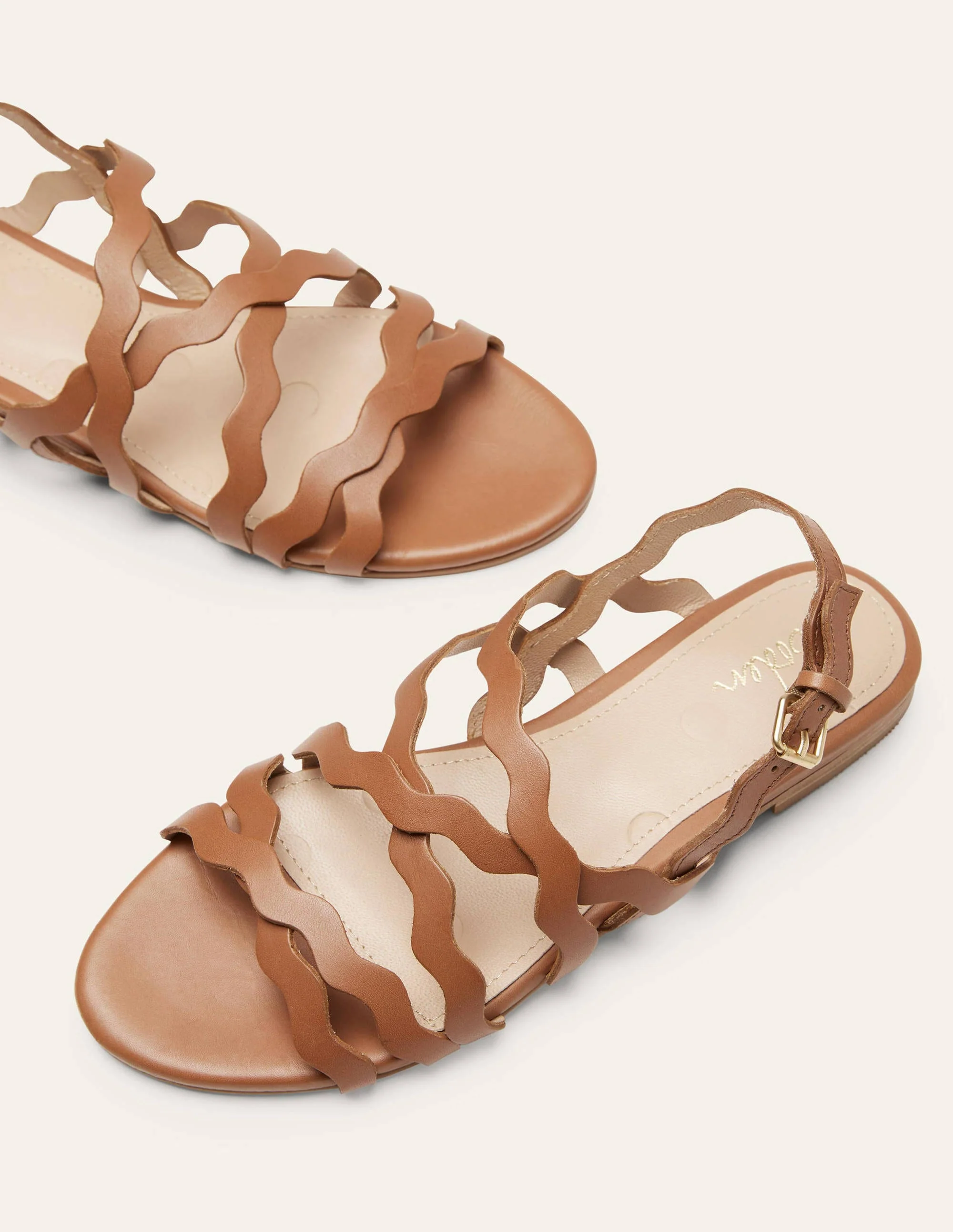 Flache Sandalen mit bunten Riemchen-Hellbraun - Image 3