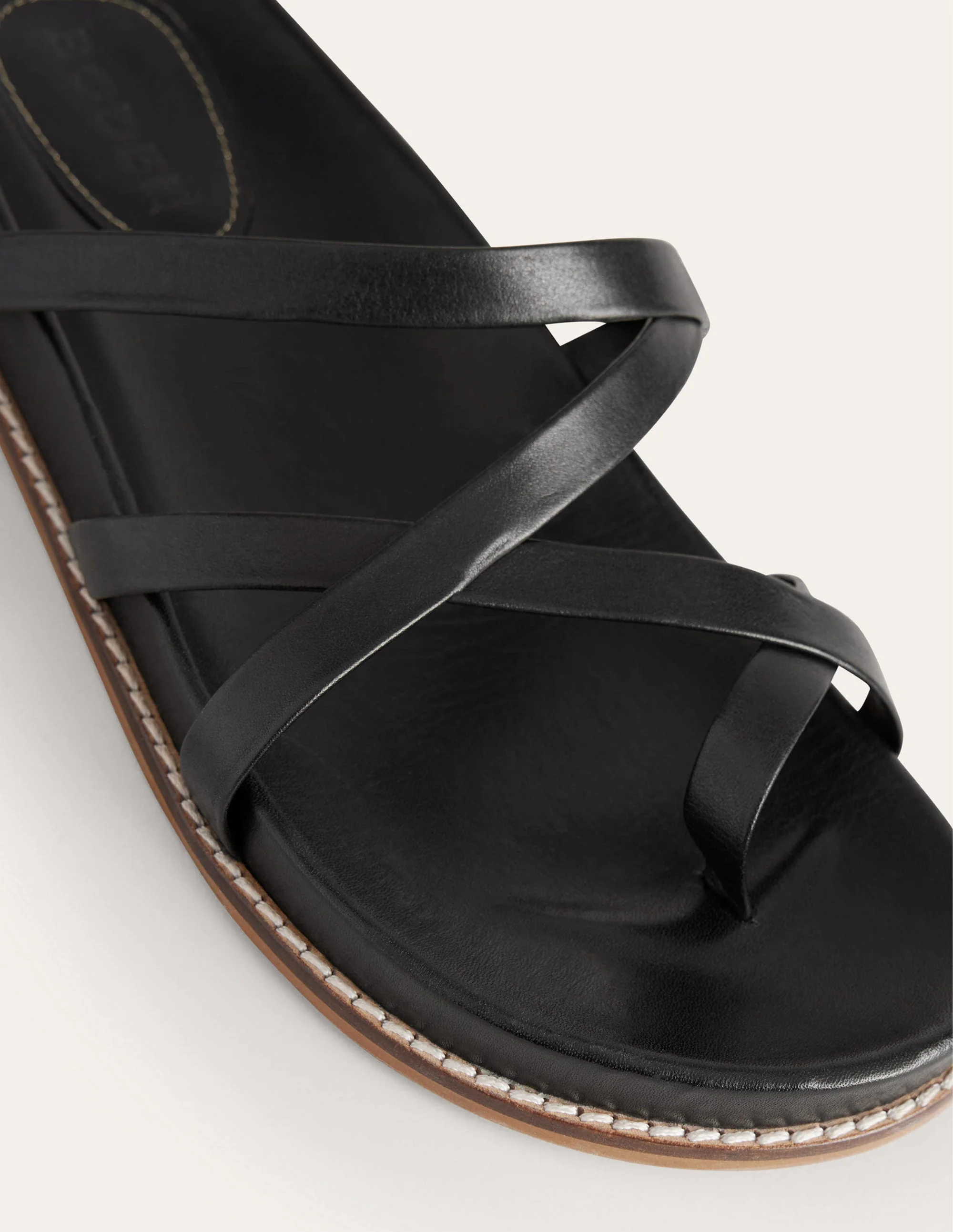 Flache Sandalen mit bunten Riemchen-Schwarz, Leder - Image 3