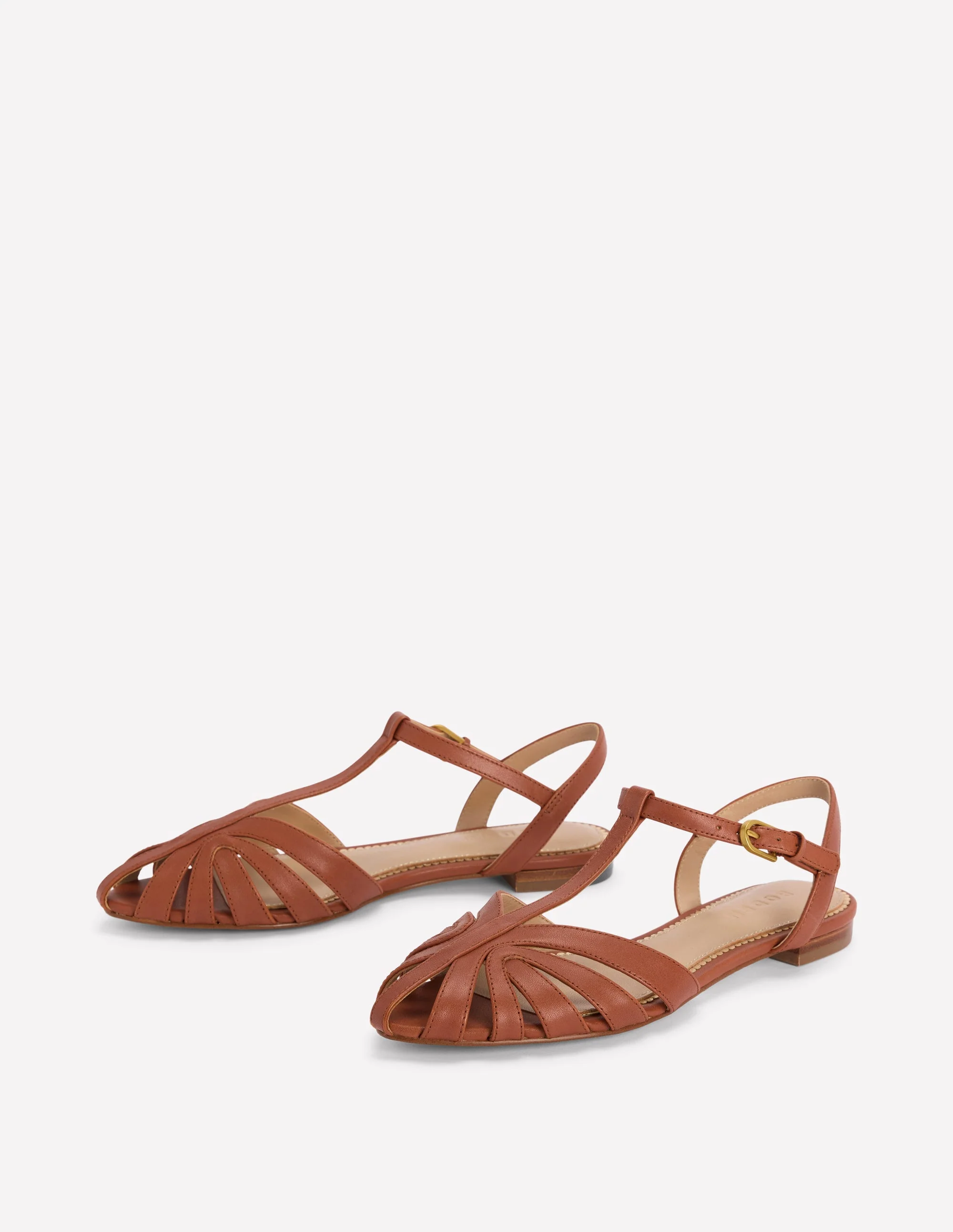 Flache Sandalen mit Gitterdesign-Hellbraun - Image 3