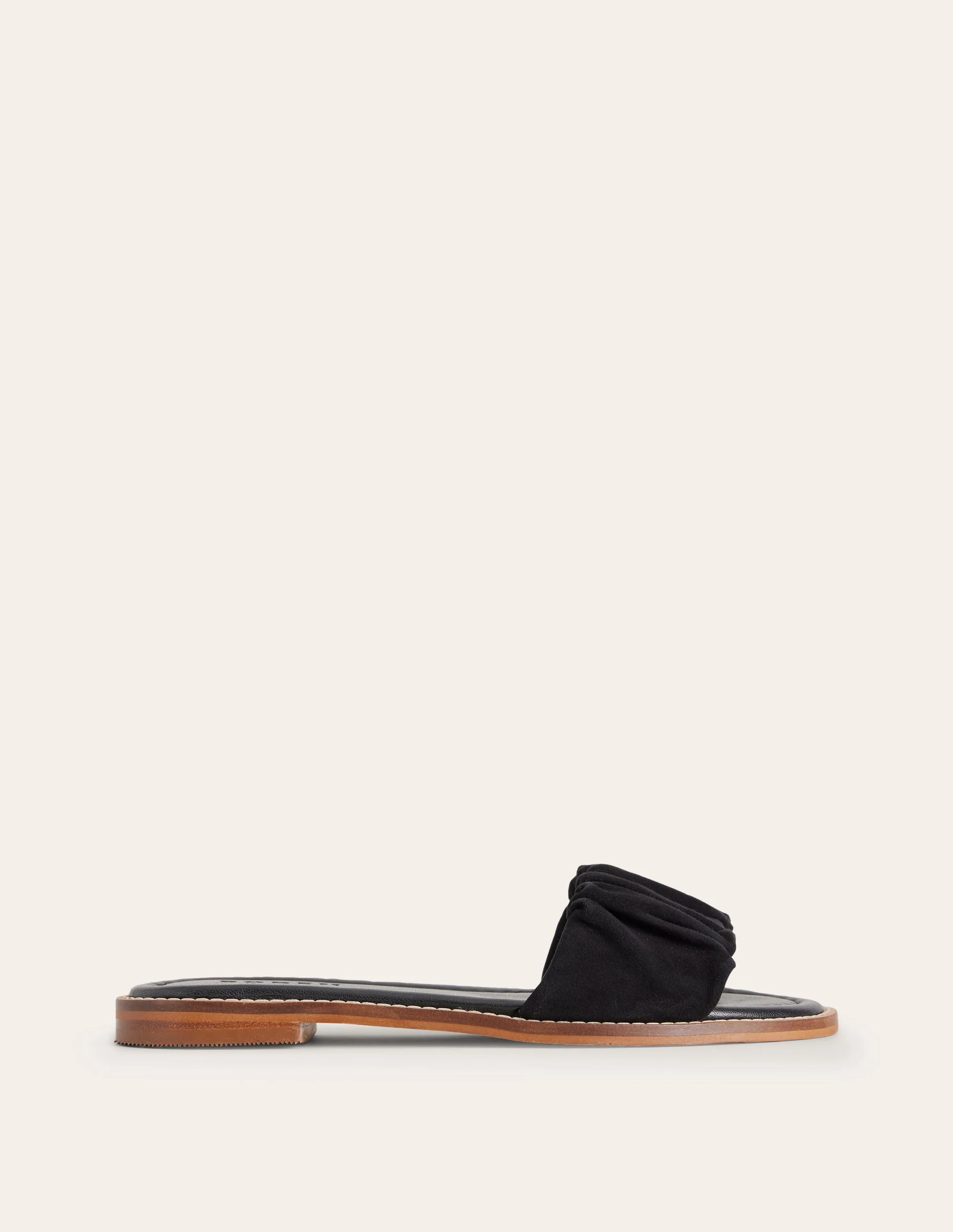 Flache Sandalen mit Raffung-Schwarz