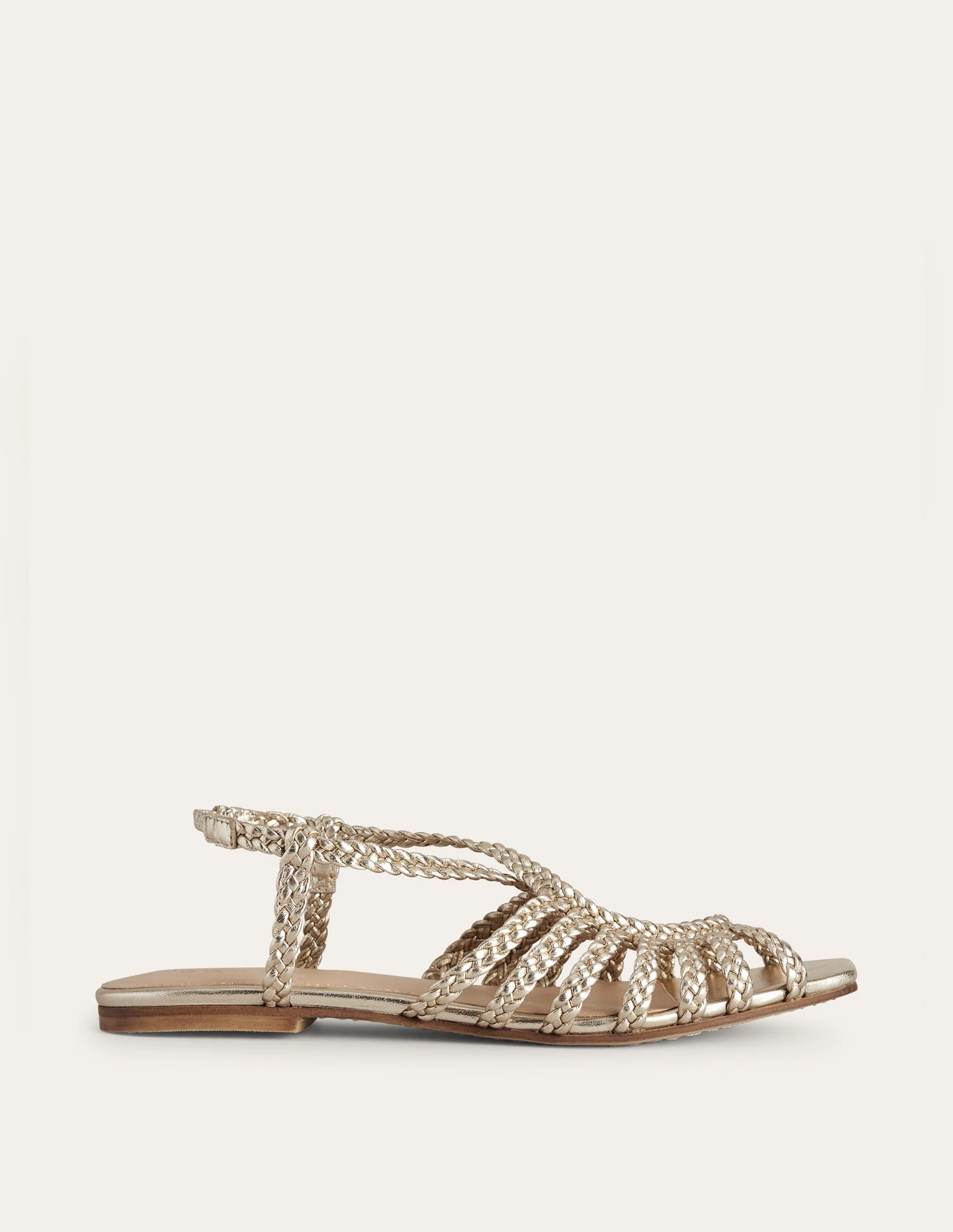 Flache Sandalen mit Webriemchen-Gold - Image 2
