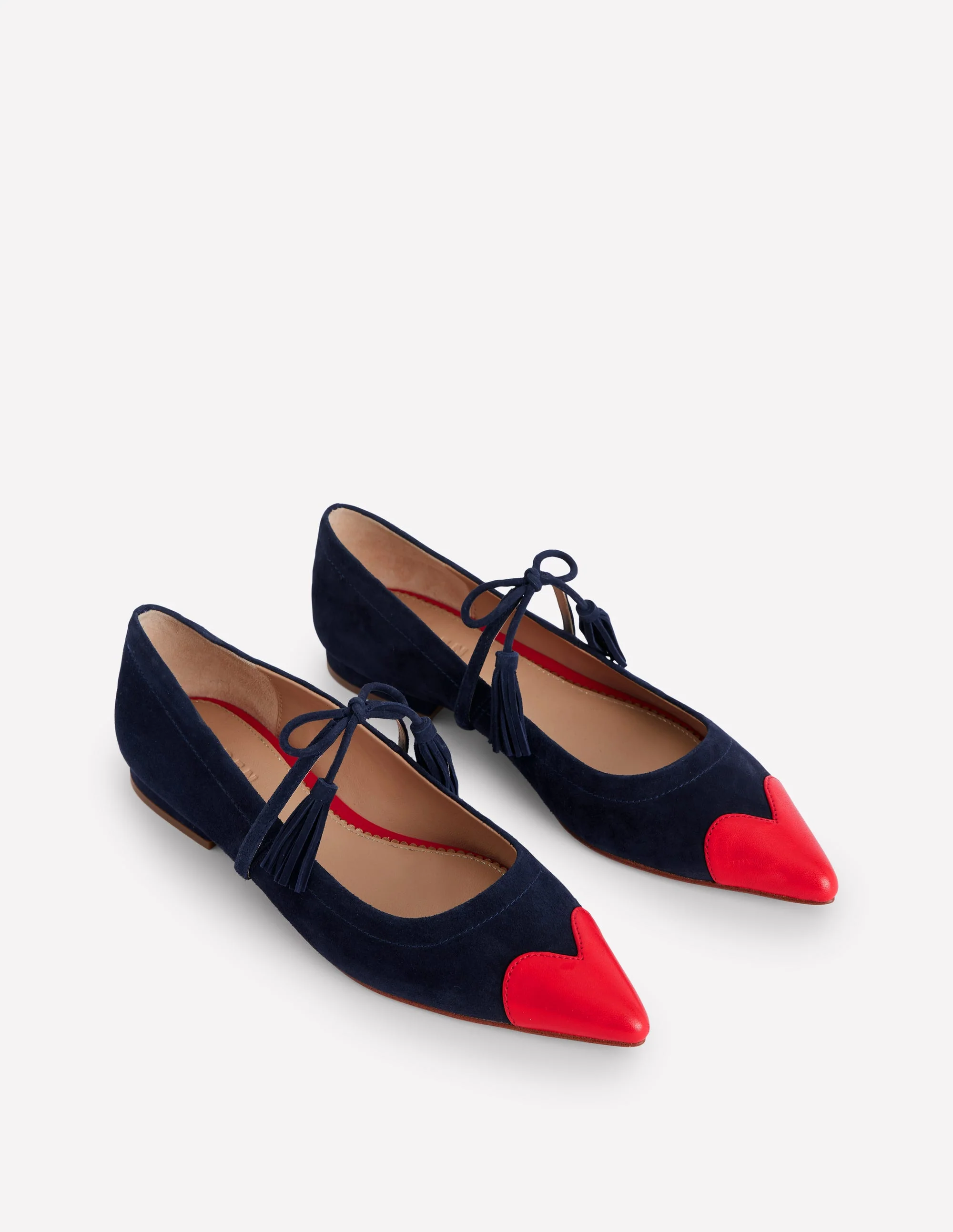 Flache Schuhe mit Quaste und spitzer Zehenpartie-Marineblau und Mohnblumenrot - Image 3