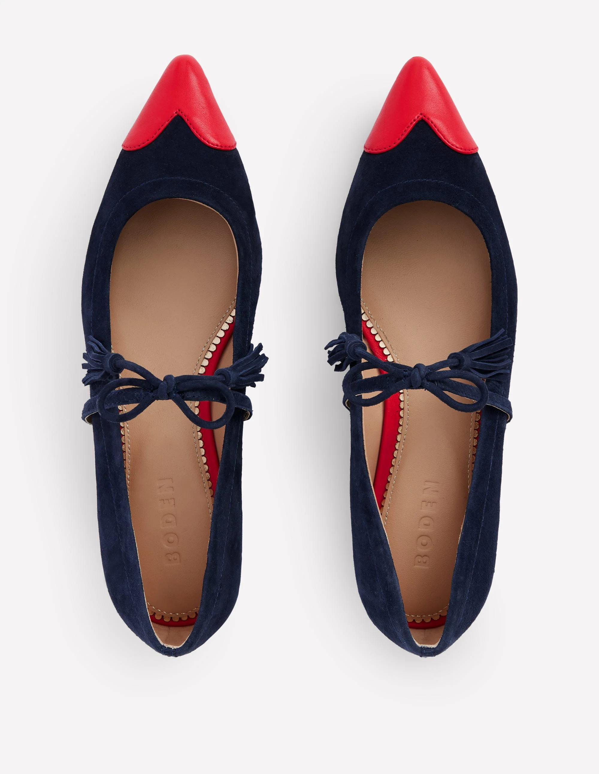 Flache Schuhe mit Quaste und spitzer Zehenpartie-Marineblau und Mohnblumenrot - Image 5