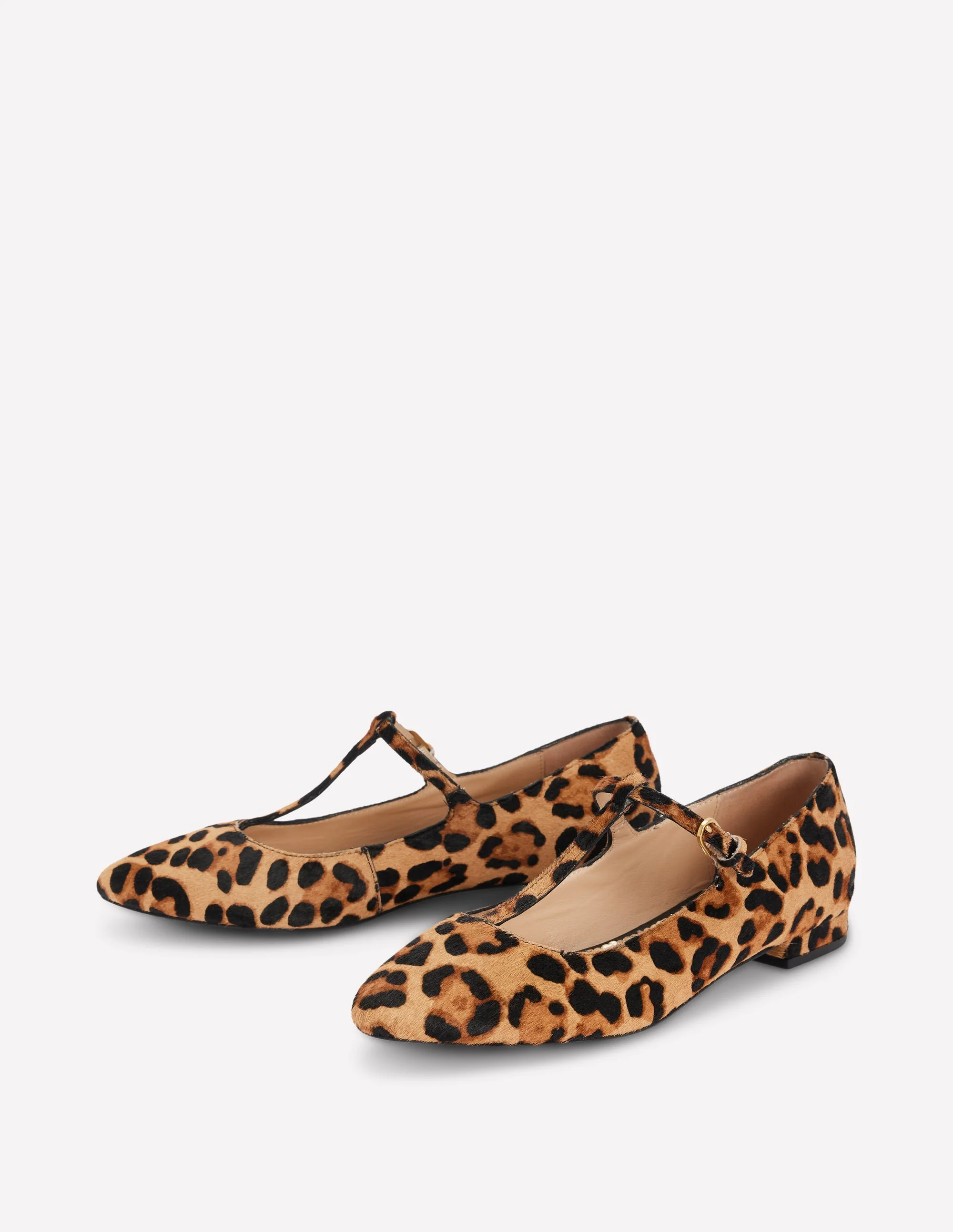 Flache Schuhe mit runder Zehenpartie und T-Steg-Mohair, Leopardenmuster - Image 3