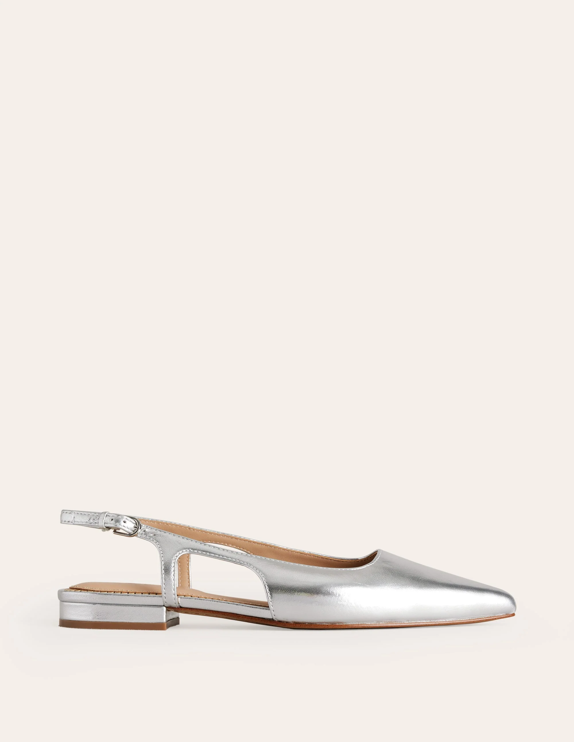 Flache Slingback-Sandalen-Silber Leder - Image 2