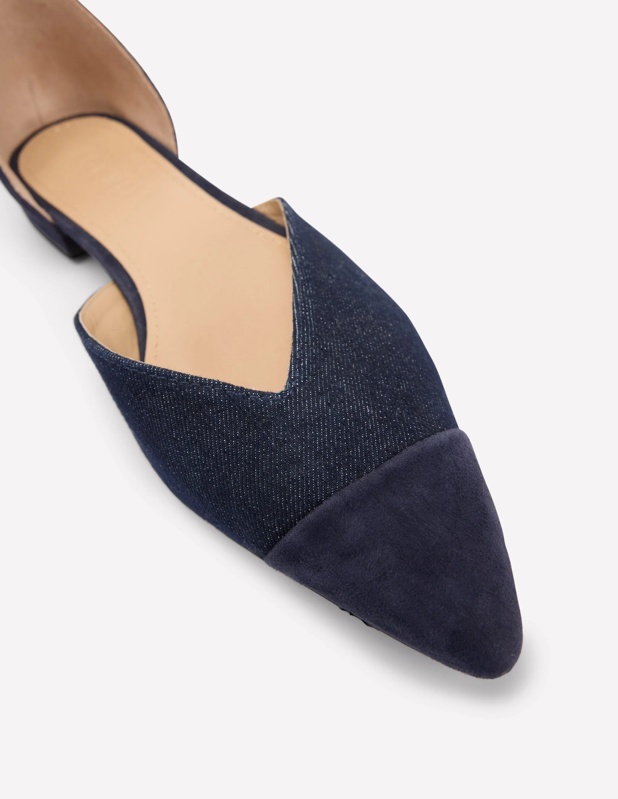 Flache, spitze Schuhe mit Zehenkappe-Marineblaues Wildleder/Denim - Image 4