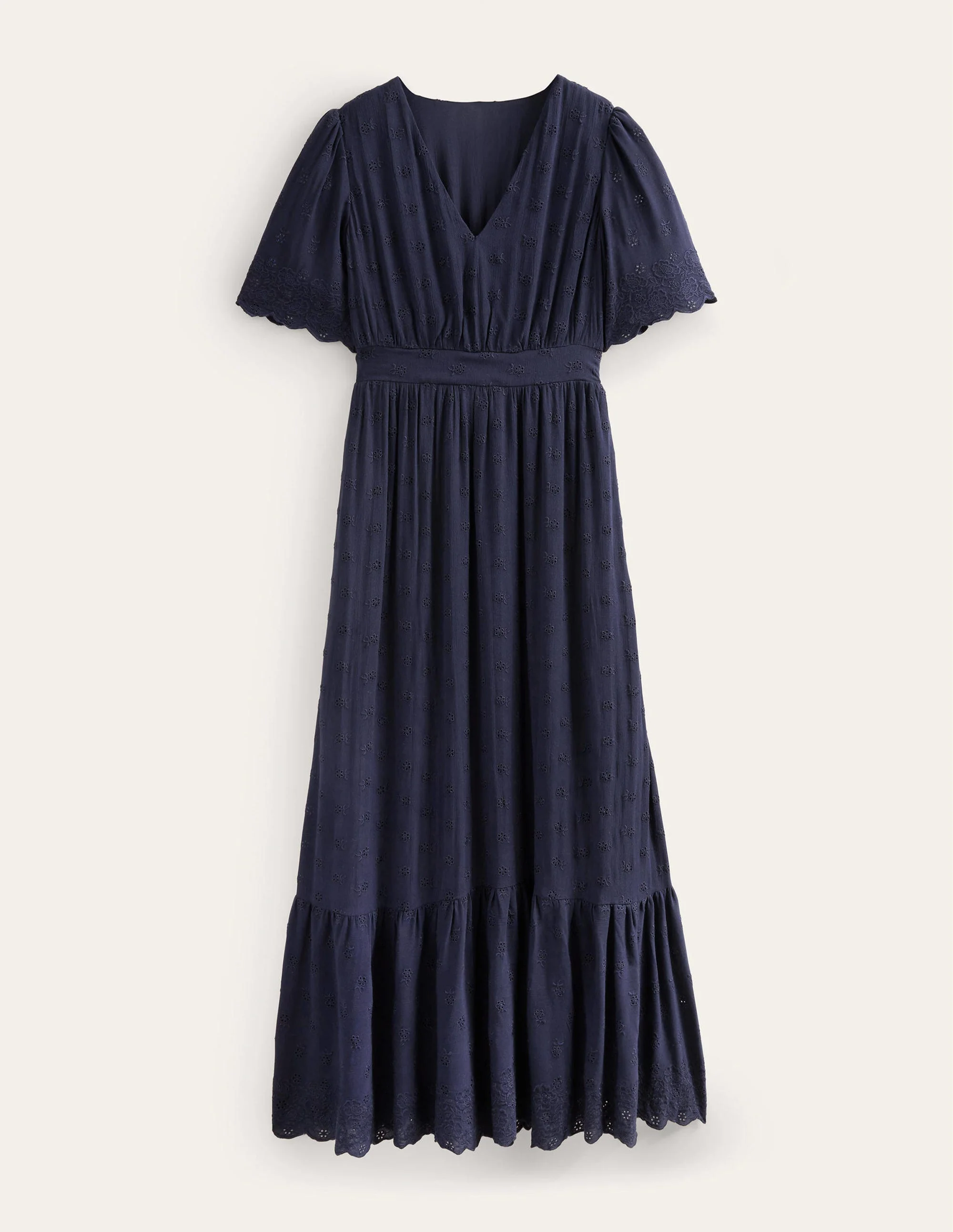 Flatterndes Maxikleid mit Lochstickerei-Klassisches Marineblau - Image 6