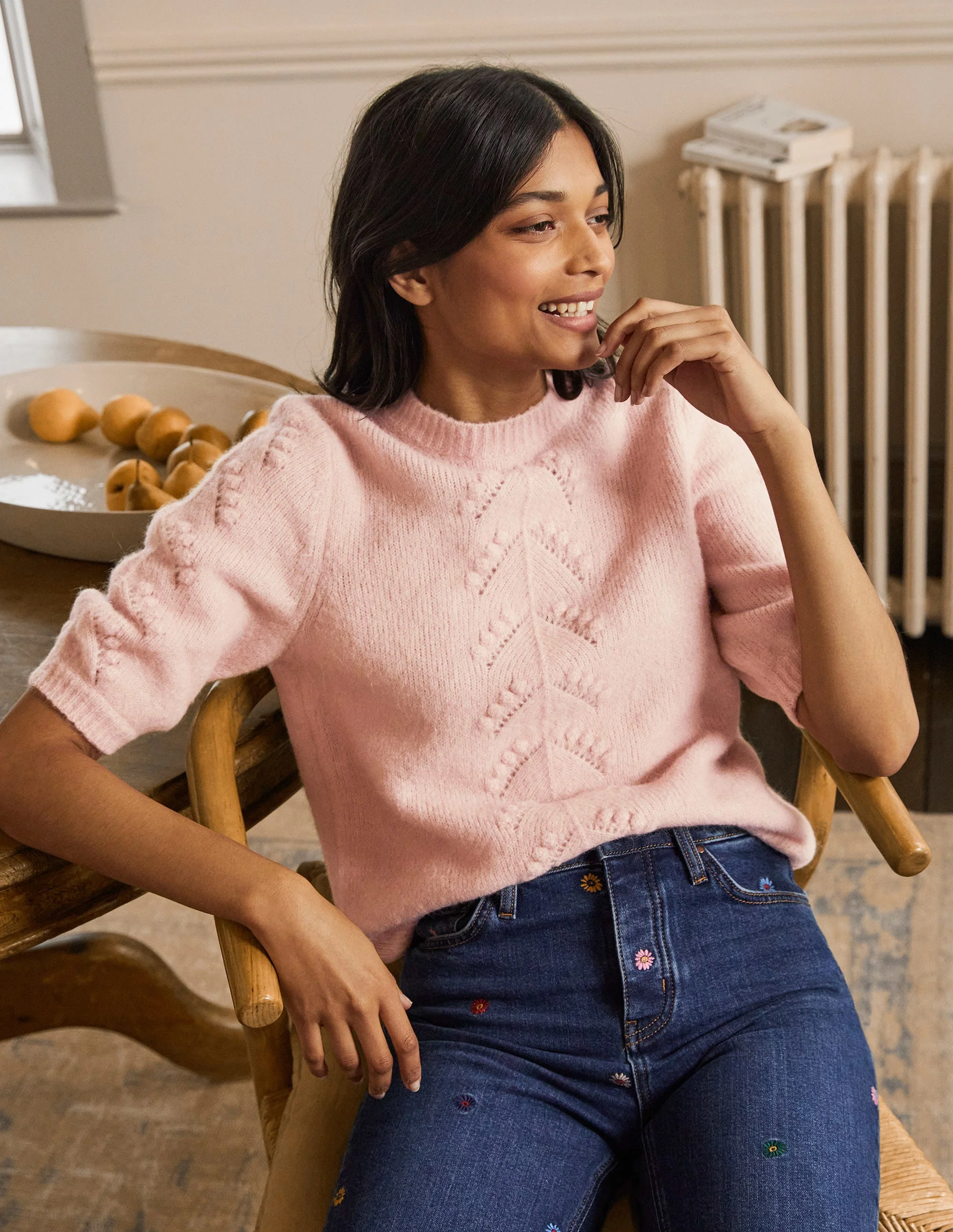 Flauschig gestricktes T-Shirt-Milchshake