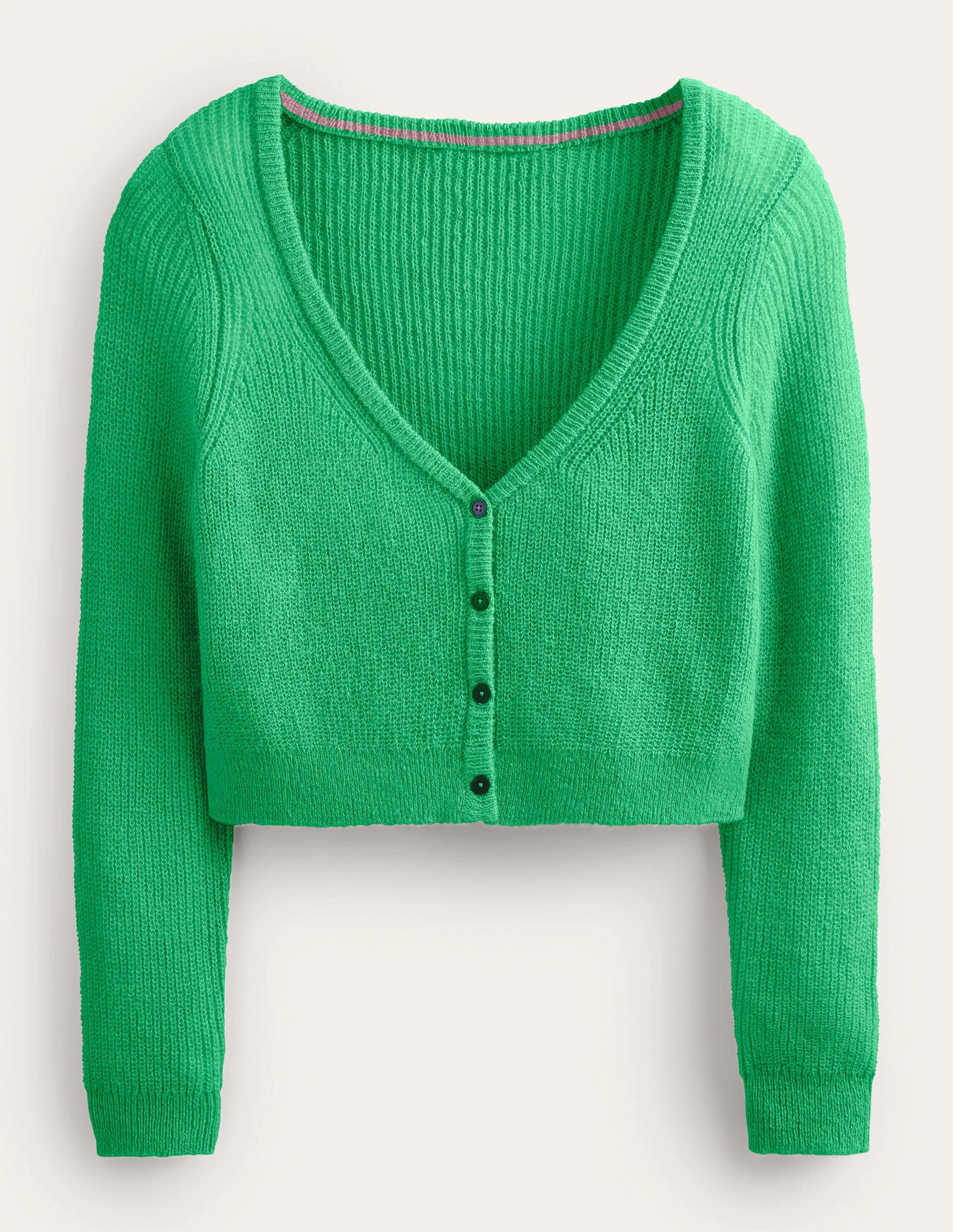Flauschiger Cardigan mit kurzem Schnitt-Hellgrün - Image 5