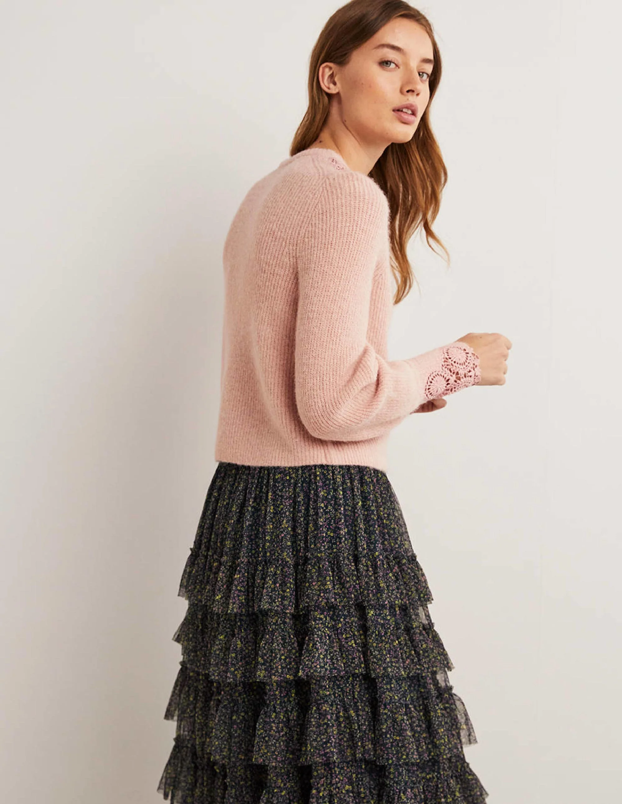 Flauschiger Cardigan mit Stickerei-Eisrosa, Stickerei - Image 3
