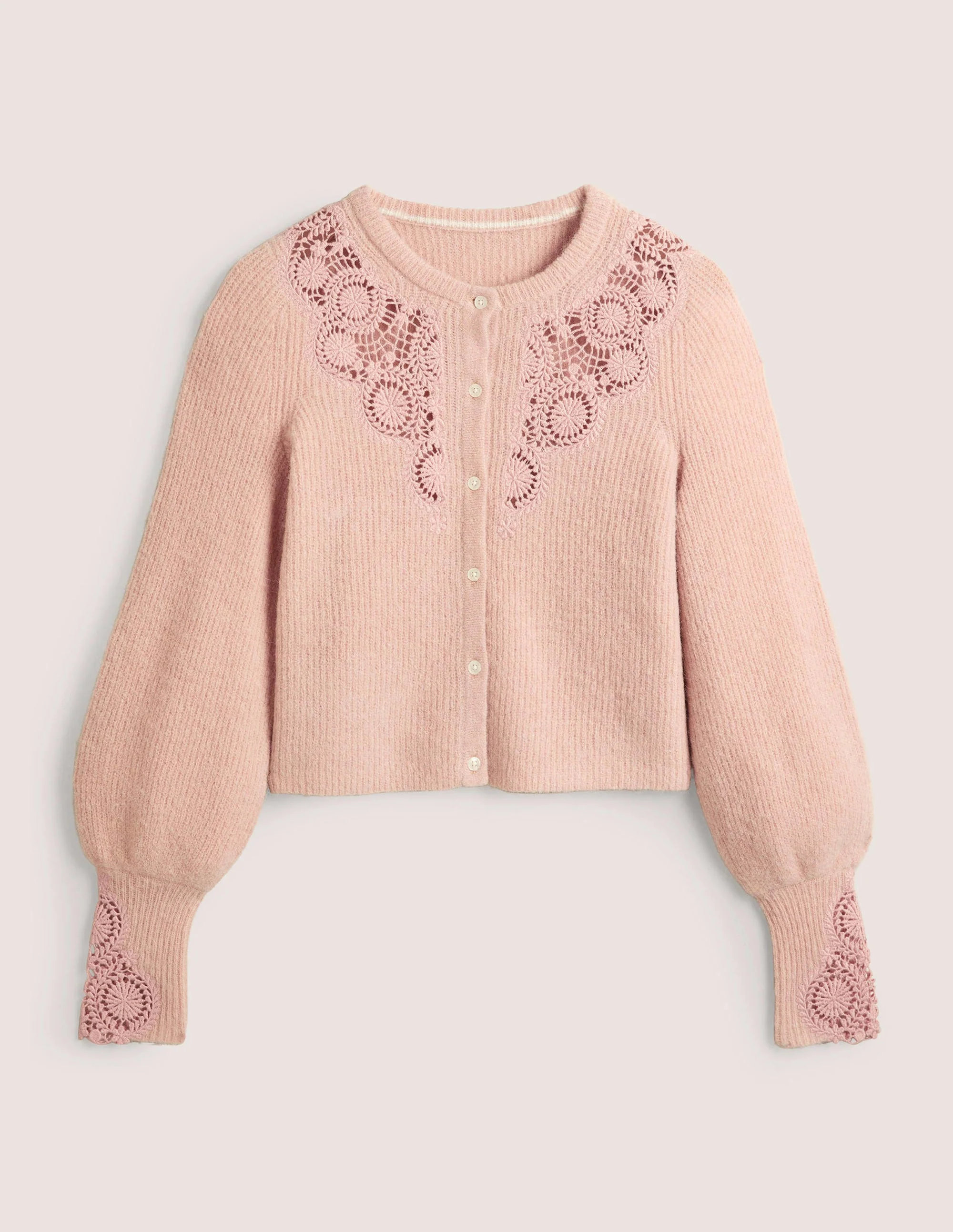 Flauschiger Cardigan mit Stickerei-Eisrosa, Stickerei - Image 7
