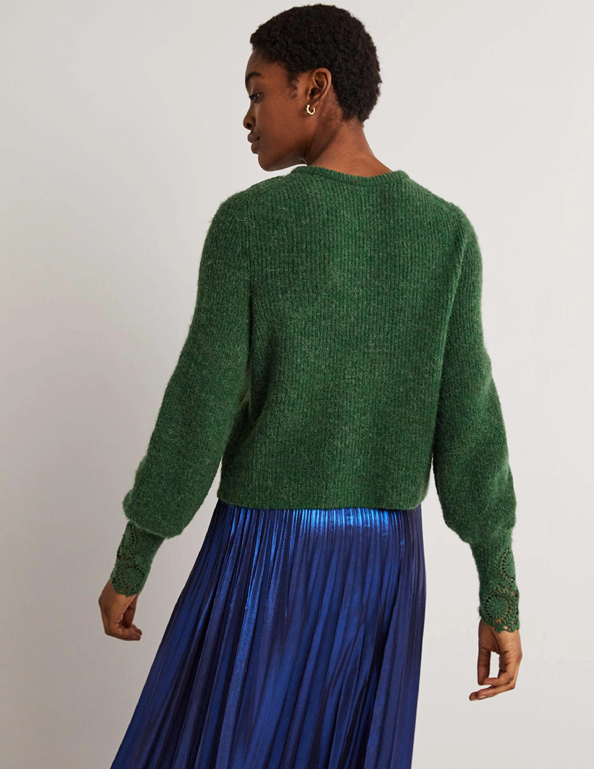 Flauschiger Cardigan mit Stickerei-Jägergrün, Stickerei - Image 3