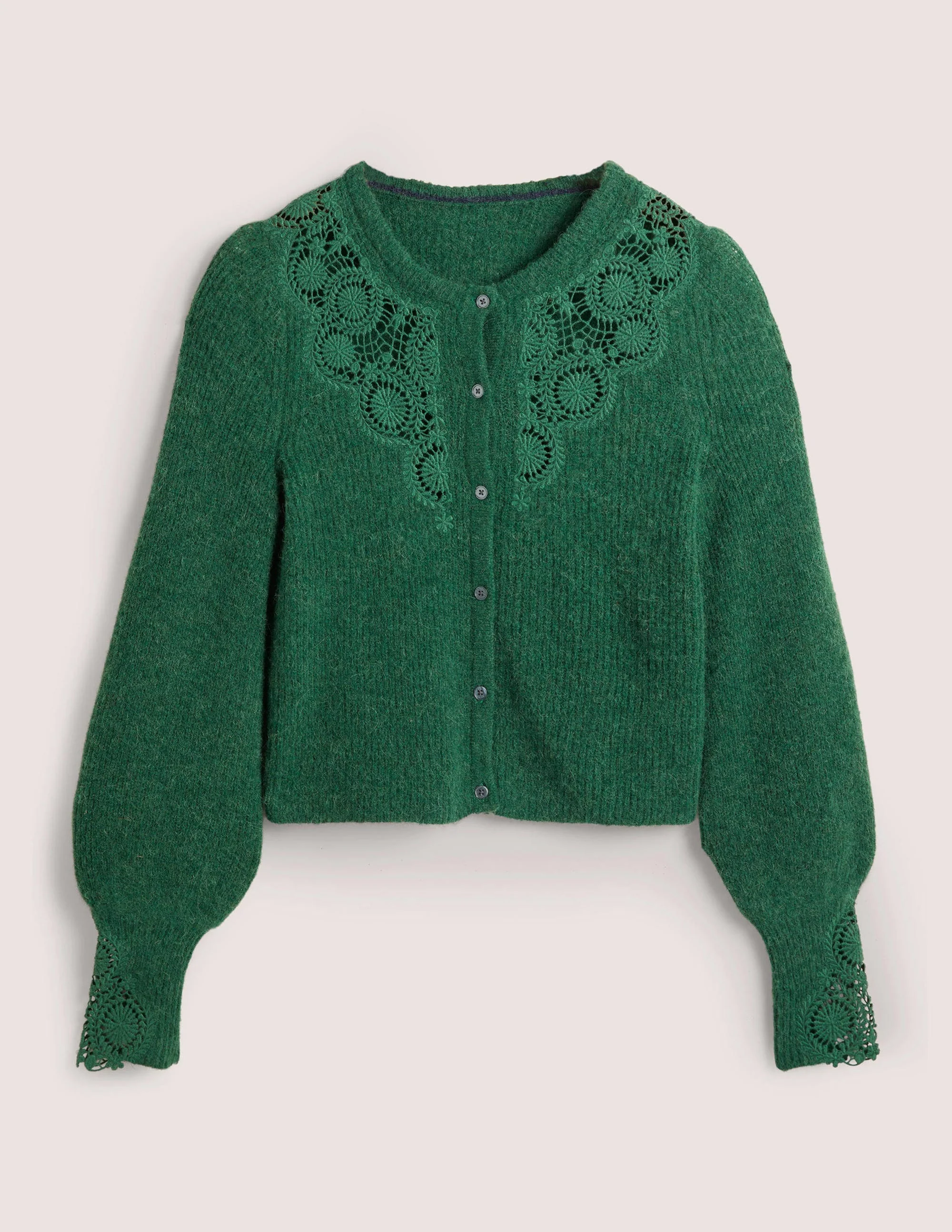 Flauschiger Cardigan mit Stickerei-Jägergrün, Stickerei - Image 5