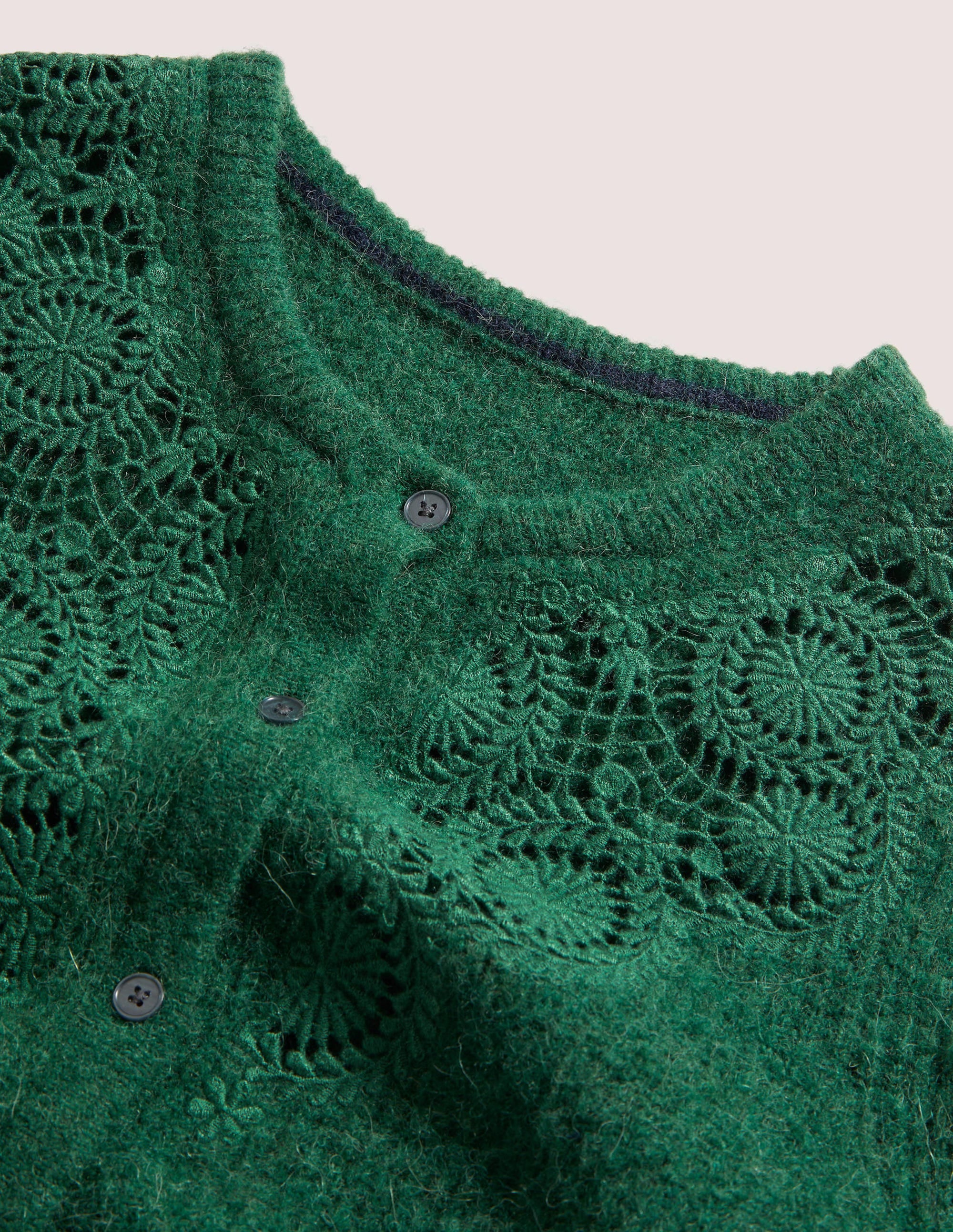 Flauschiger Cardigan mit Stickerei-Jägergrün, Stickerei - Image 6