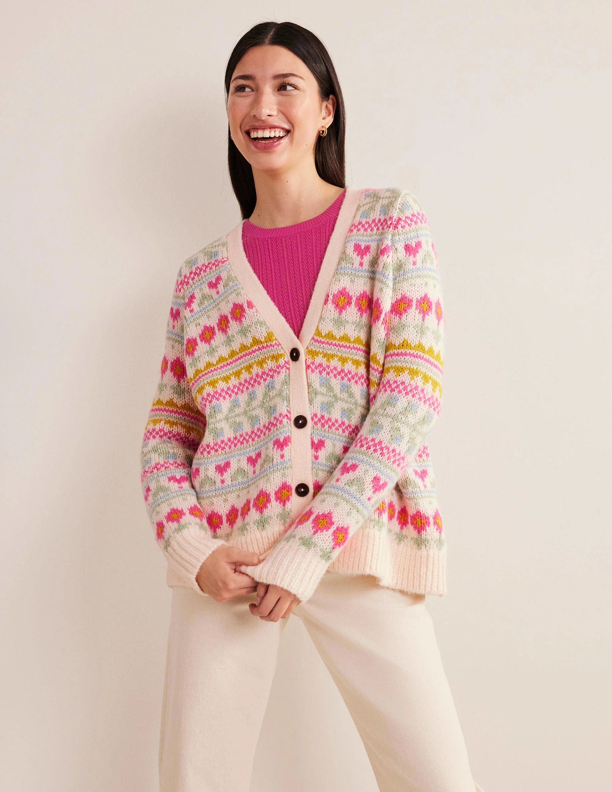 Flauschiger Fair-Isle-Cardigan-Naturweiß/Bunt, Fair-Isle-Muster - Image 5